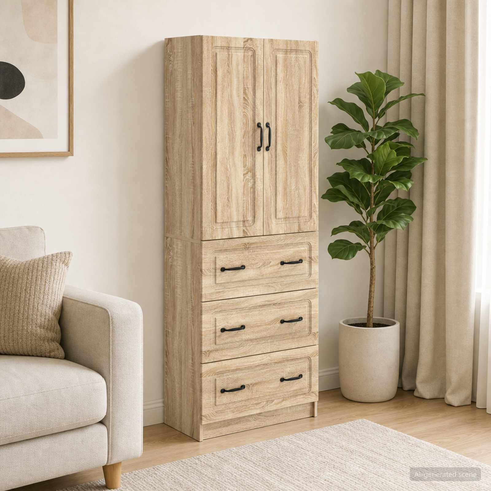 vidaXL Schrankset 2 pcs Sonoma-Eiche 66 x 34,5 x 87 cm Holzwerkstoff