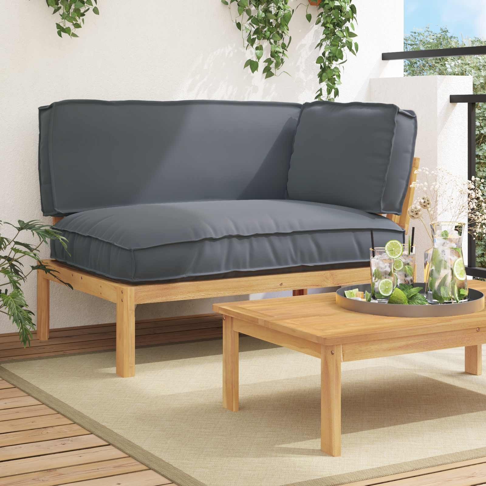 vidaXL Sofa Set Uni Anthrazit 133 x 92 x 69 cm Massivholz Akazie