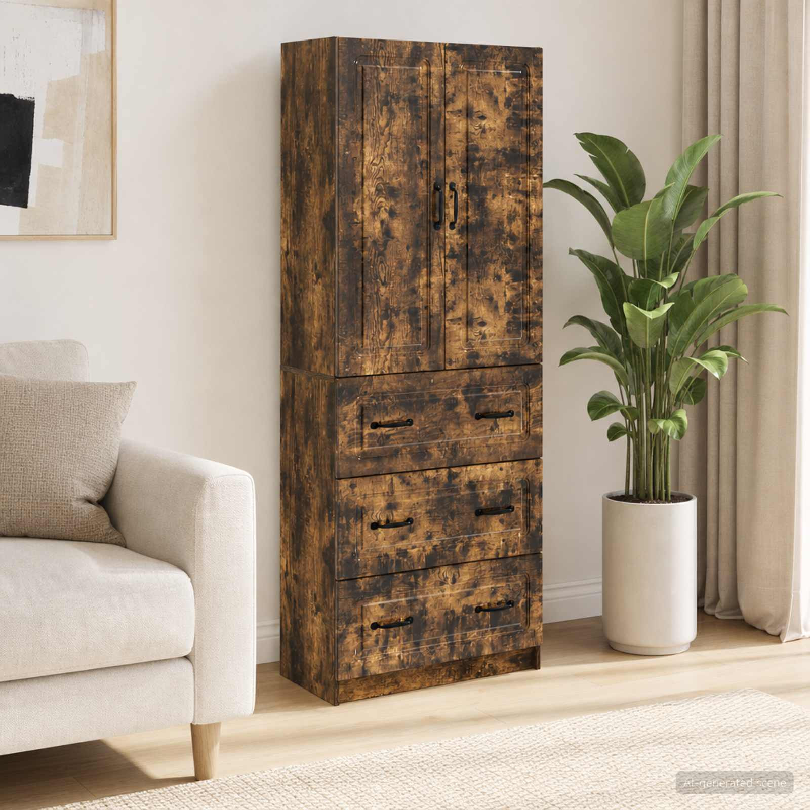 vidaXL Schrankset 2 pcs Geräucherte Eiche 66 x 34,5 x 87 cm