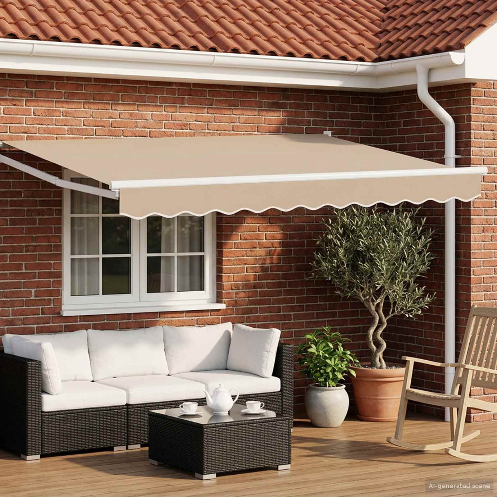 vidaXL Ausziehbare Markise Beige 3,5 x 2 m Polyester und Metall