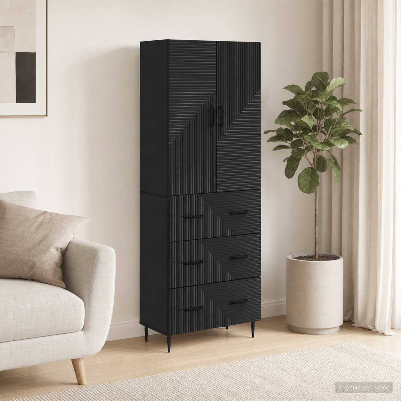 vidaXL Schrankset 2 pcs Schwarz 66 x 34,5 x 90 cm Holzwerkstoff