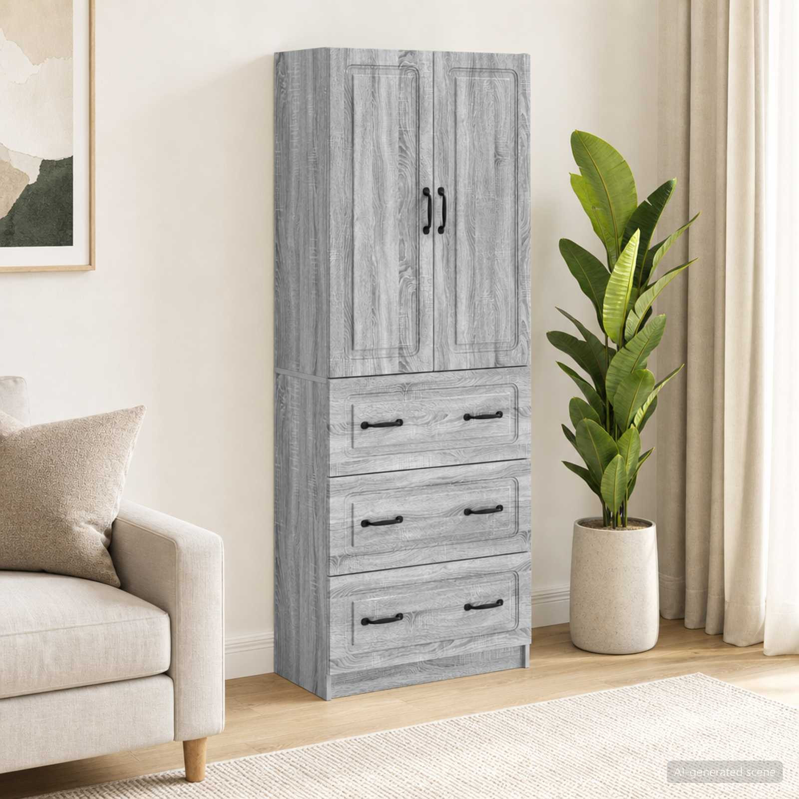 vidaXL Schrankset 2 pcs Grau Sonoma 66 x 34,5 x 87 cm Holzwerkstoff