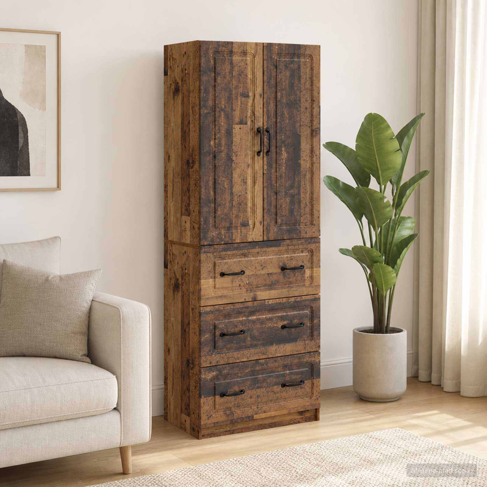 vidaXL Schrankset 2 pcs Altholz 66 x 34,5 x 87 cm Holzwerkstoff