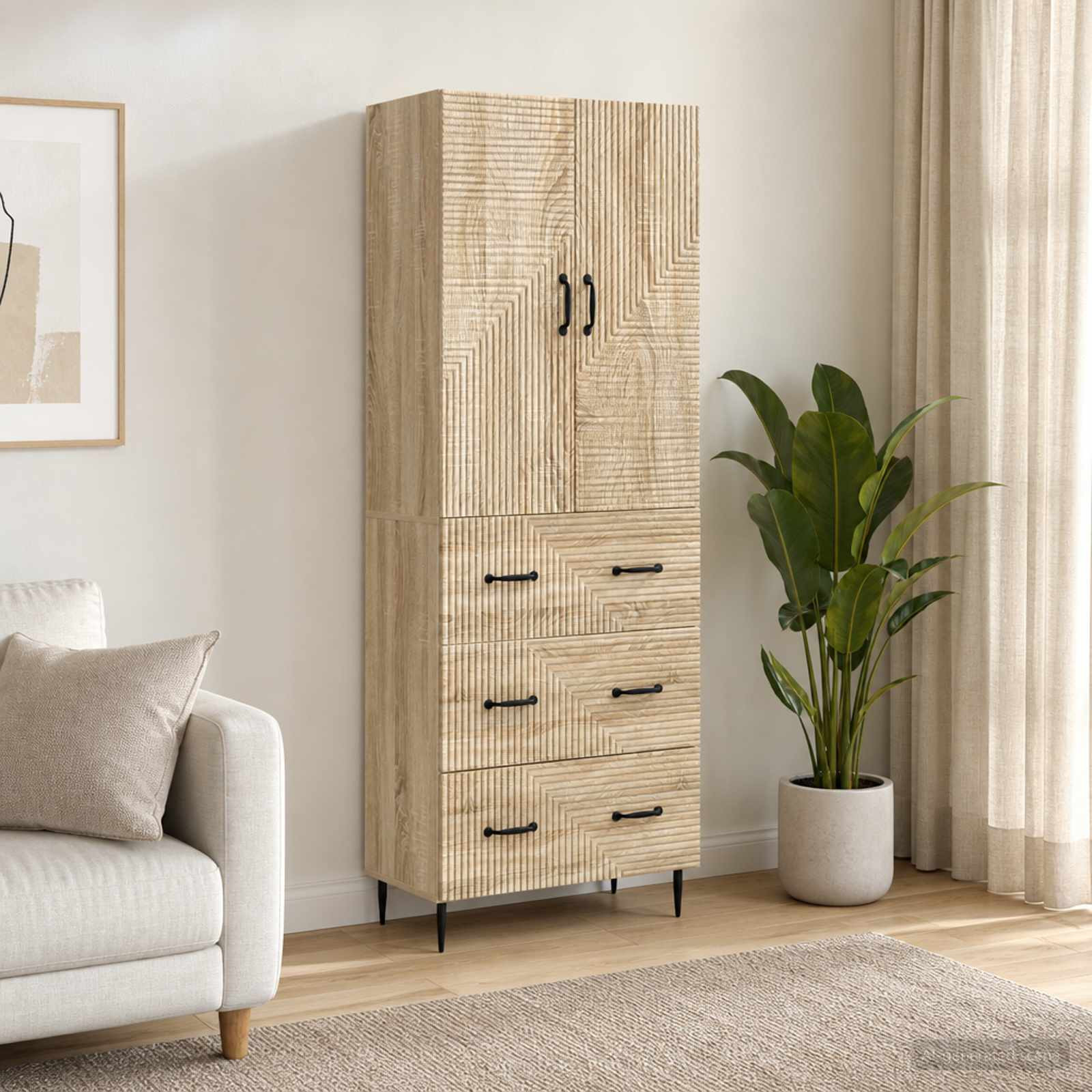 vidaXL Schrankset 2 pcs Sonoma-Eiche 66 x 34,5 x 90 cm Holzwerkstoff