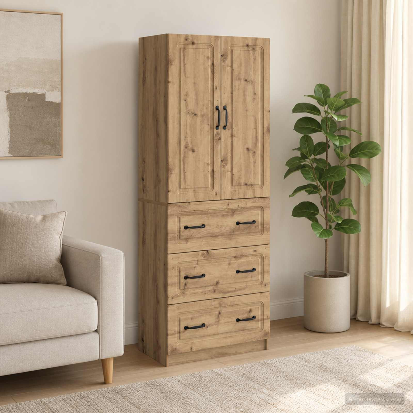 vidaXL Schrankset 2 Stk. 66 x 34,5 x 87 cm Holzwerkstoff Artisan-Eiche