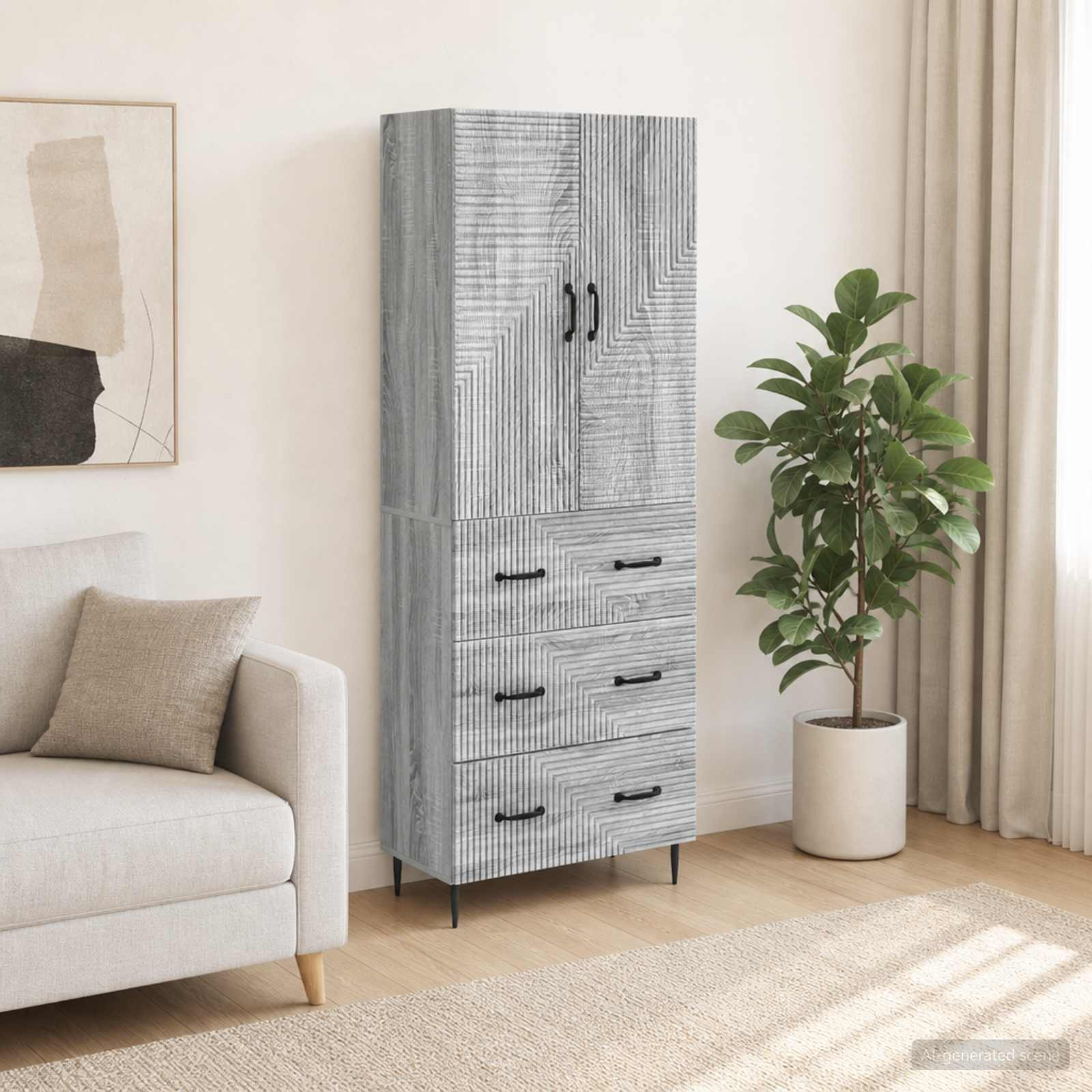 vidaXL Schrankset 2 pcs Grau Sonoma 66 x 34,5 x 90 cm Holzwerkstoff