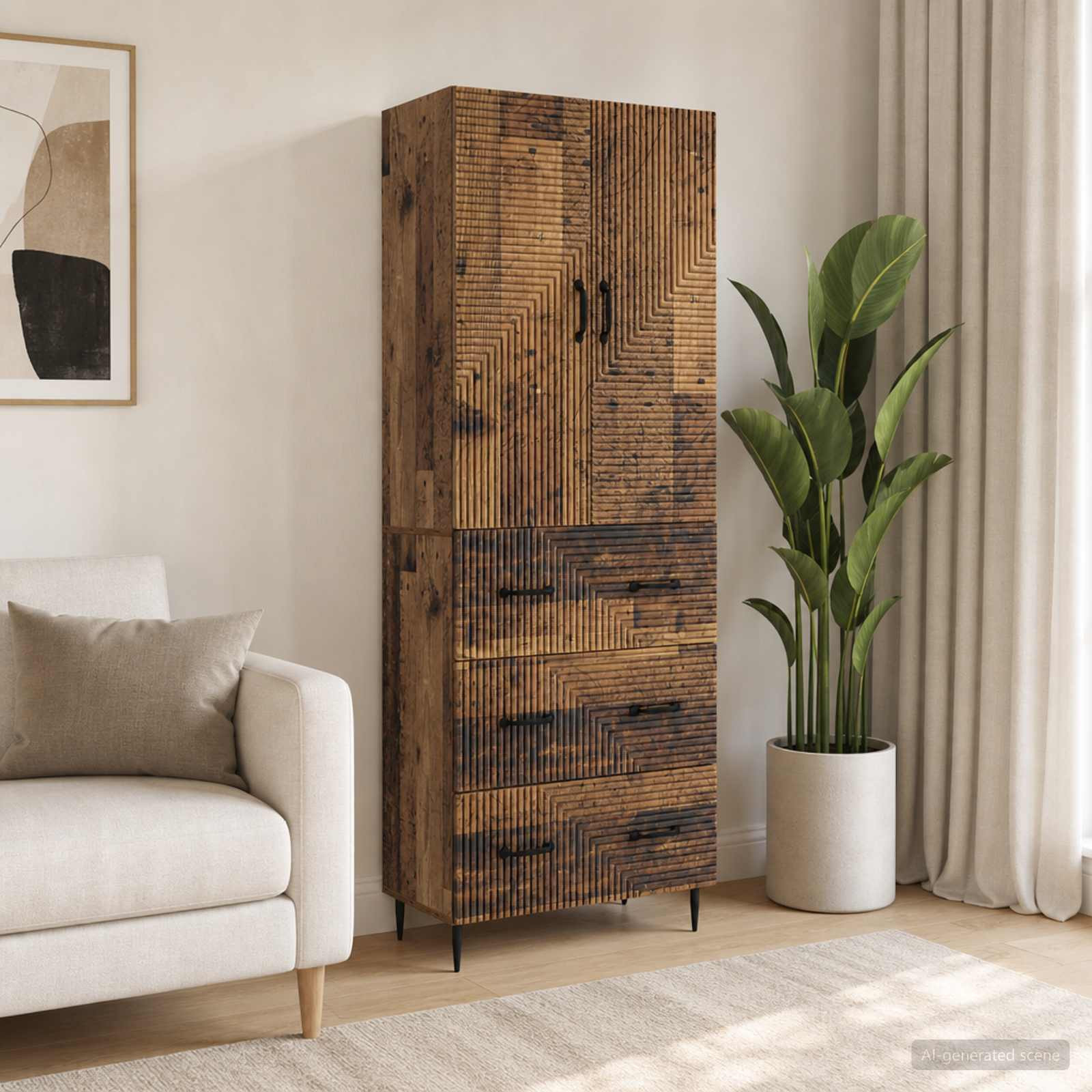 vidaXL Schrankset 2 pcs Altholz 66 x 34,5 x 90 cm Holzwerkstoff