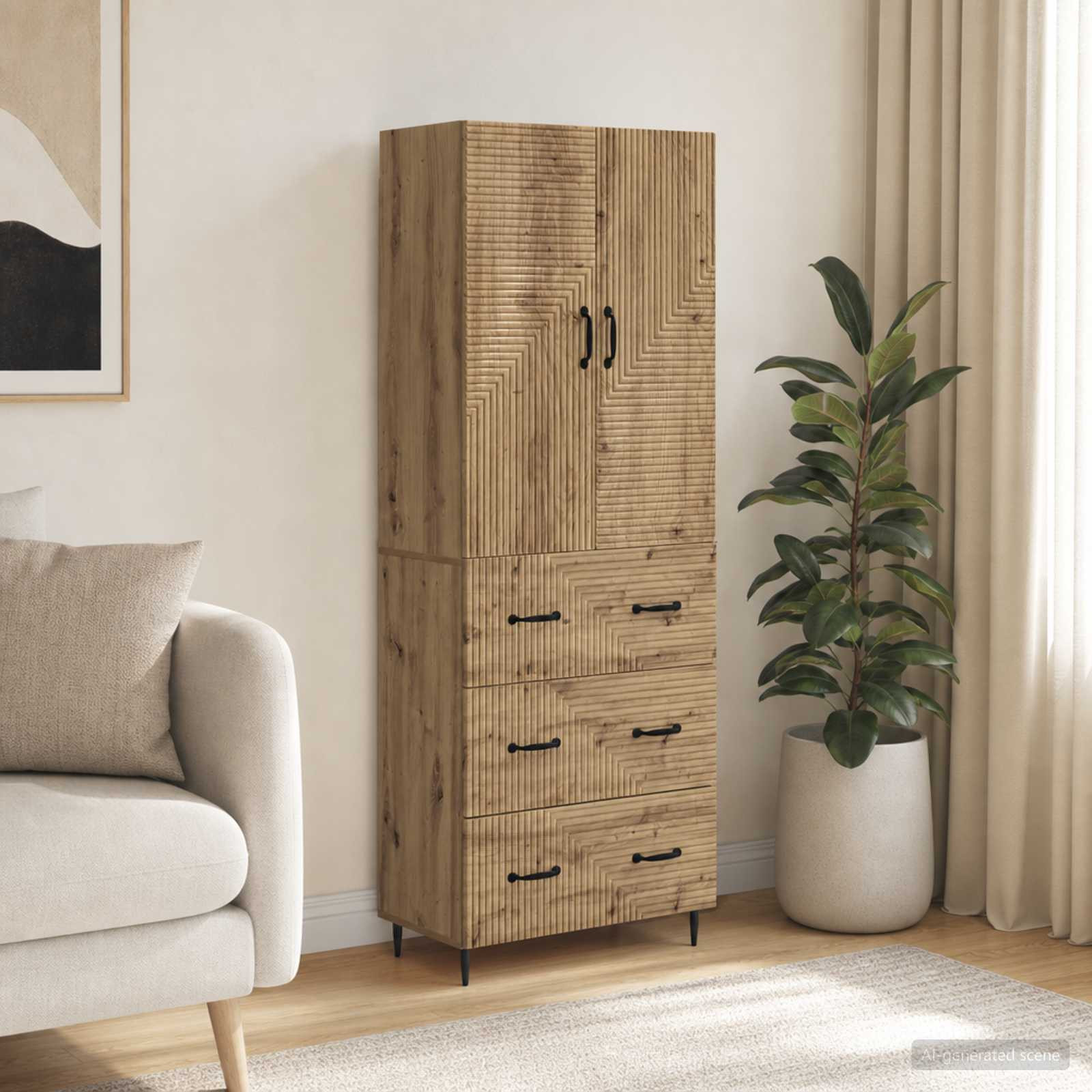 vidaXL Schrankset 2 Stk. 66 x 34,5 x 90 cm Holzwerkstoff Artisan-Eiche
