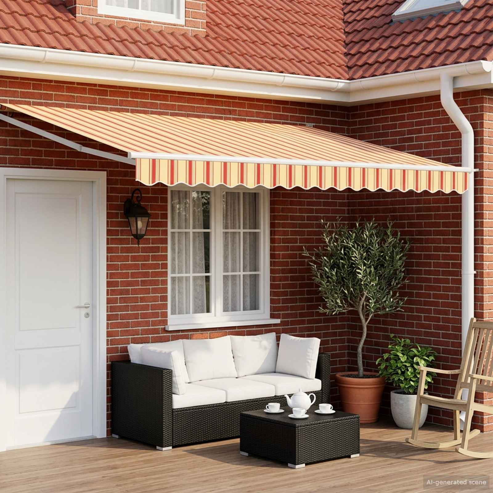 vidaXL Ausziehbare Markise Gelb, Orange und Weiß 4 x 2 m