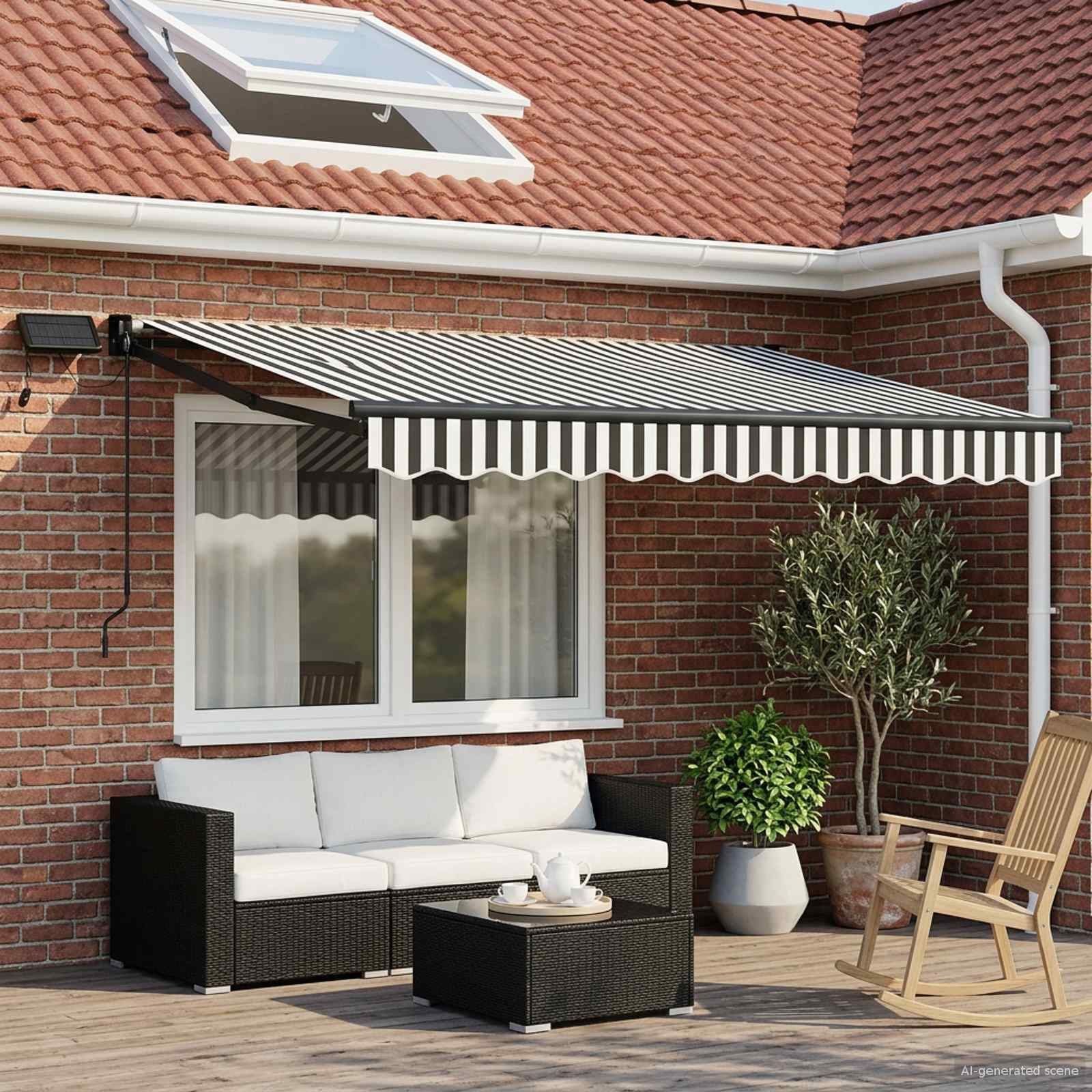 vidaXL Manuelle Gelenkarmmarkise mit LEDs Anthrazit und Weiß 2,5 x 2 m