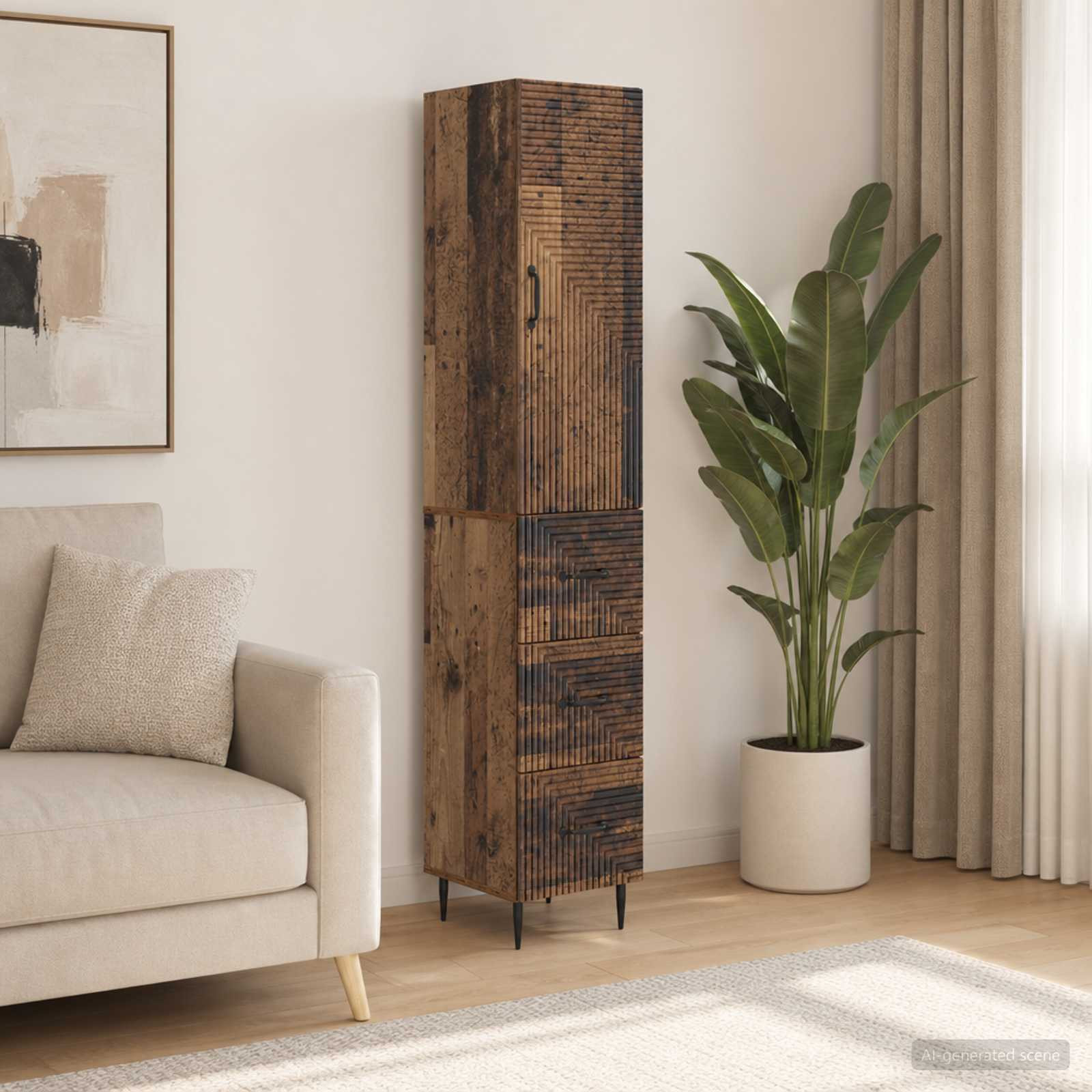vidaXL Schrankset 2 pcs Altholz 33 x 34,5 x 90 cm Holzwerkstoff
