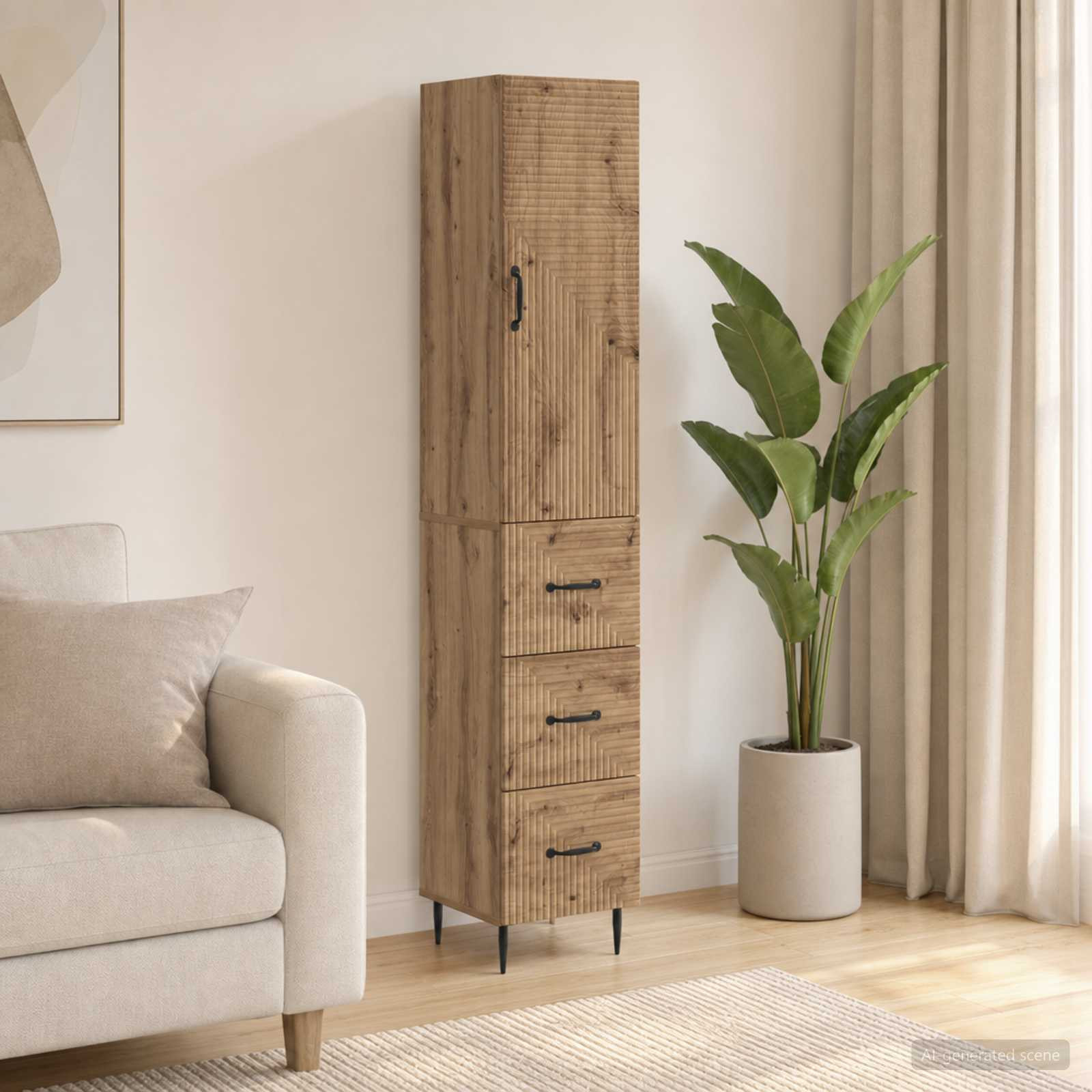 vidaXL Schrankset 2 Stk. 33 x 34,5 x 90 cm Holzwerkstoff Artisan-Eiche
