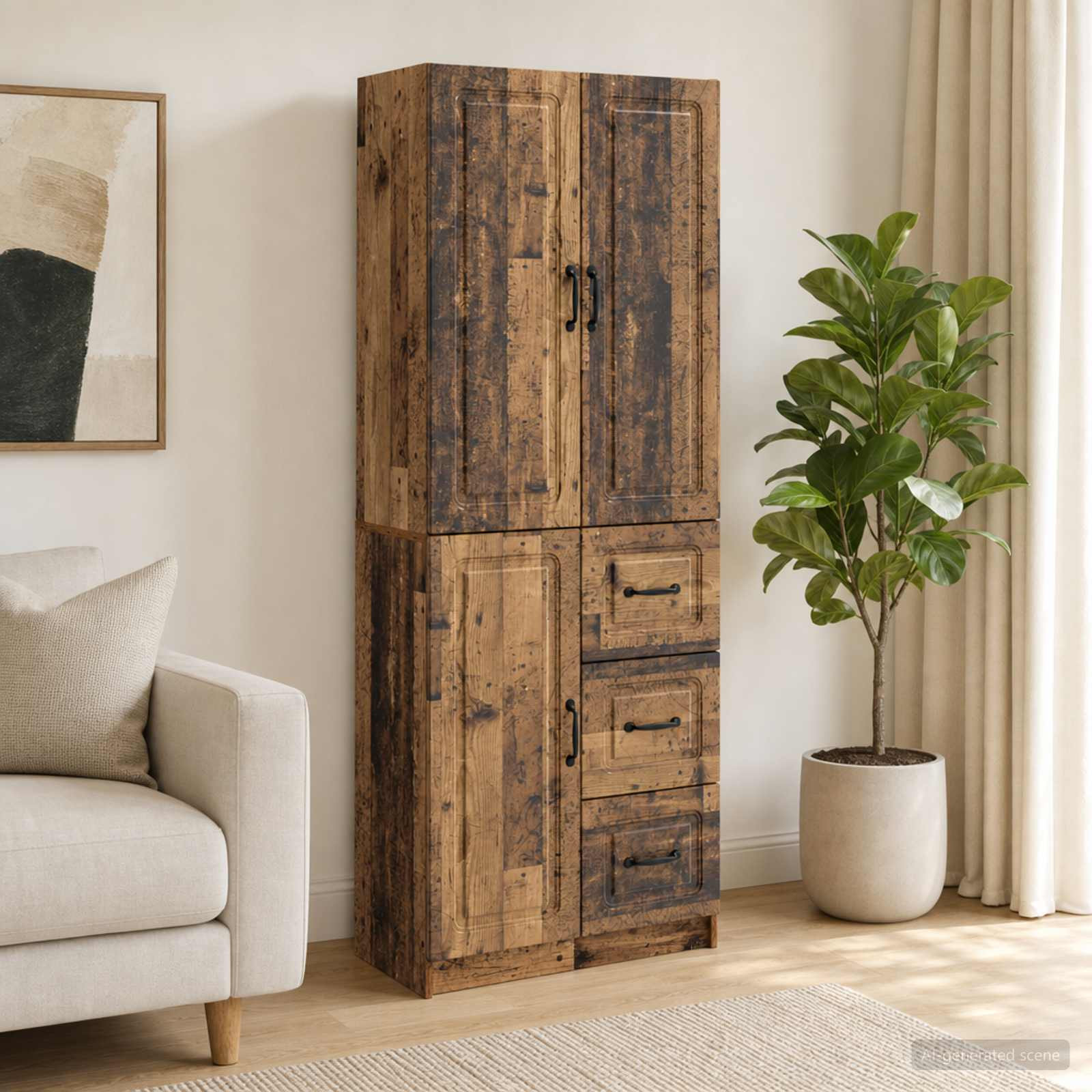 vidaXL Schrankset 2 pcs Altholz Holzwerkstoff