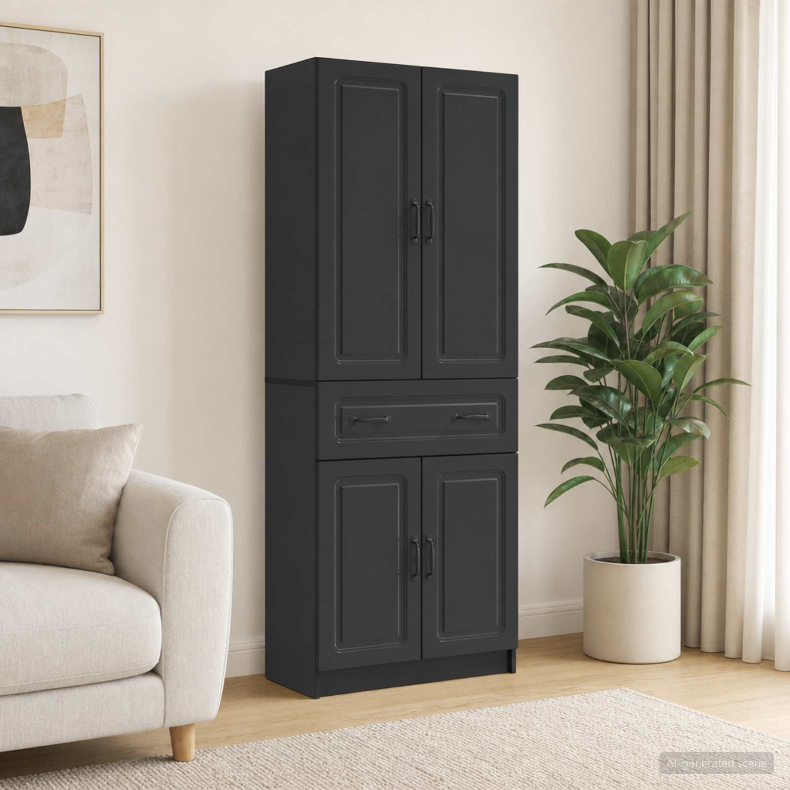 vidaXL Schrankset 2 pcs Schwarz Holzwerkstoff