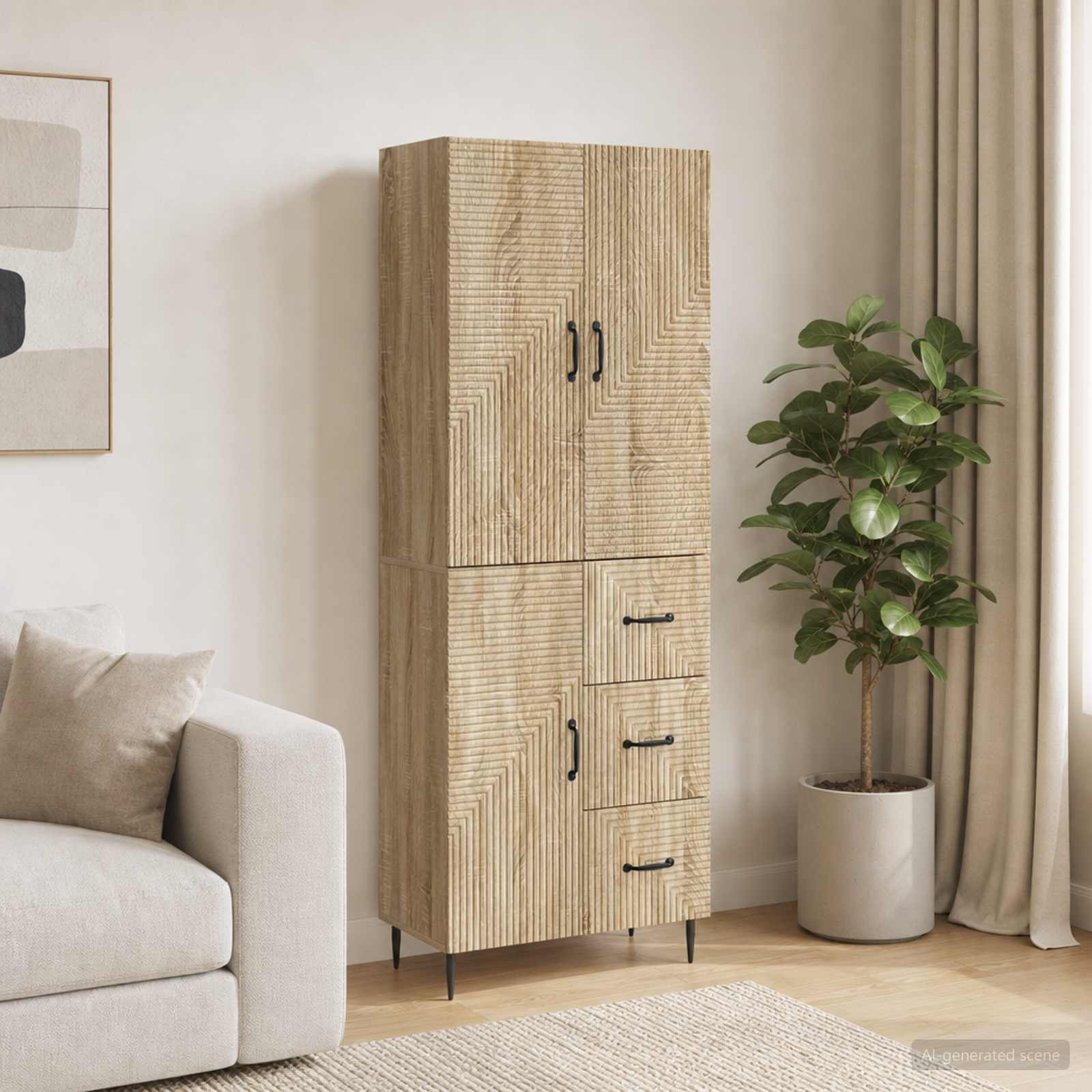 vidaXL Schrankset 2 pcs Sonoma-Eiche 66 x 34,5 x 89,5 cm Holzwerkstoff