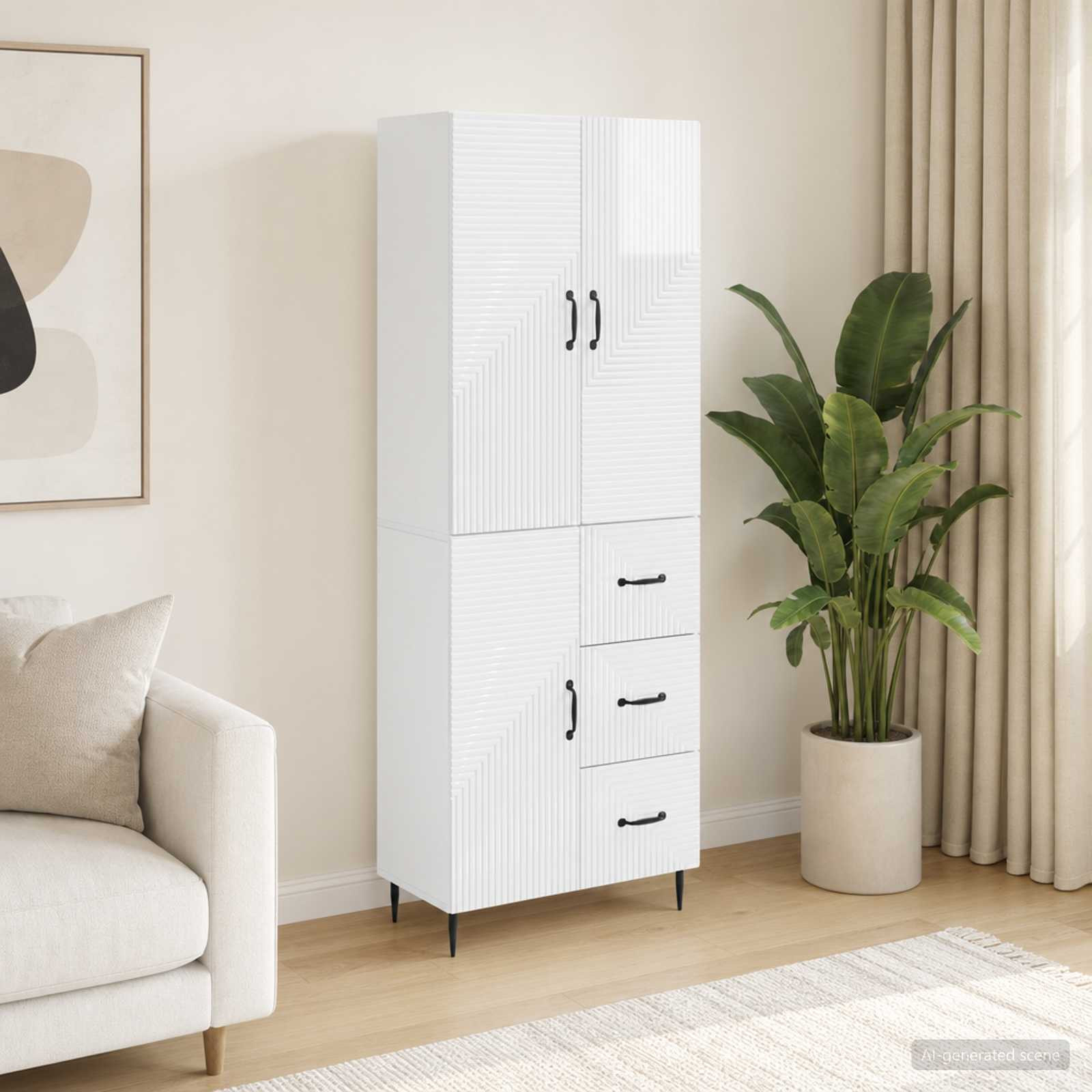 vidaXL Schrankset 2 pcs Hochglanz Weiß 66 x 34,5 x 89,5 cm