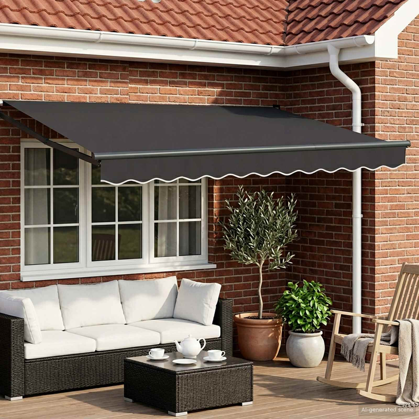 vidaXL Manuelle Gelenkarmmarkise mit LEDs Anthrazit 3 x 2 m