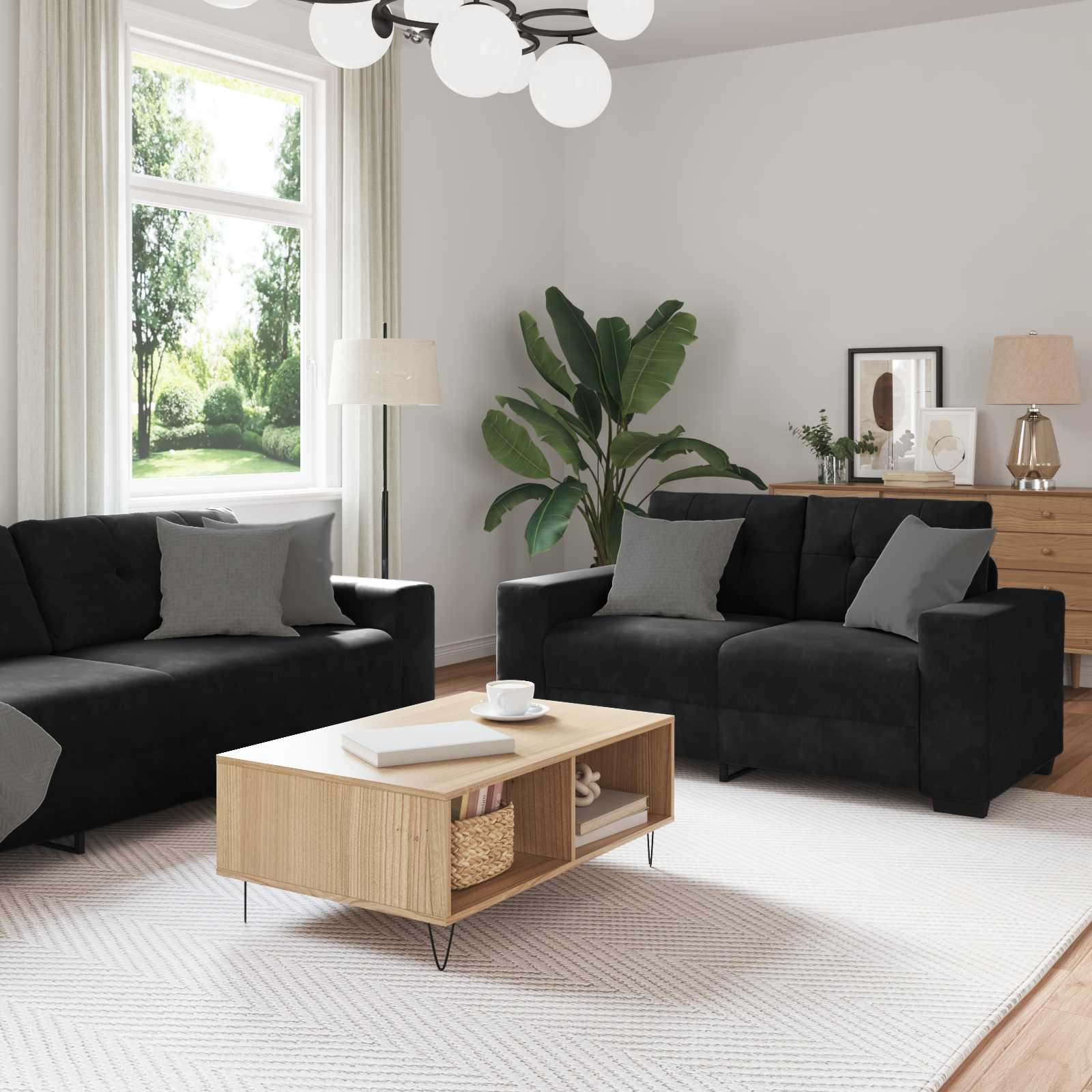 vidaXL Sofa Set 3 pcs Schwarz 221 x 80 x 80 cm Samt