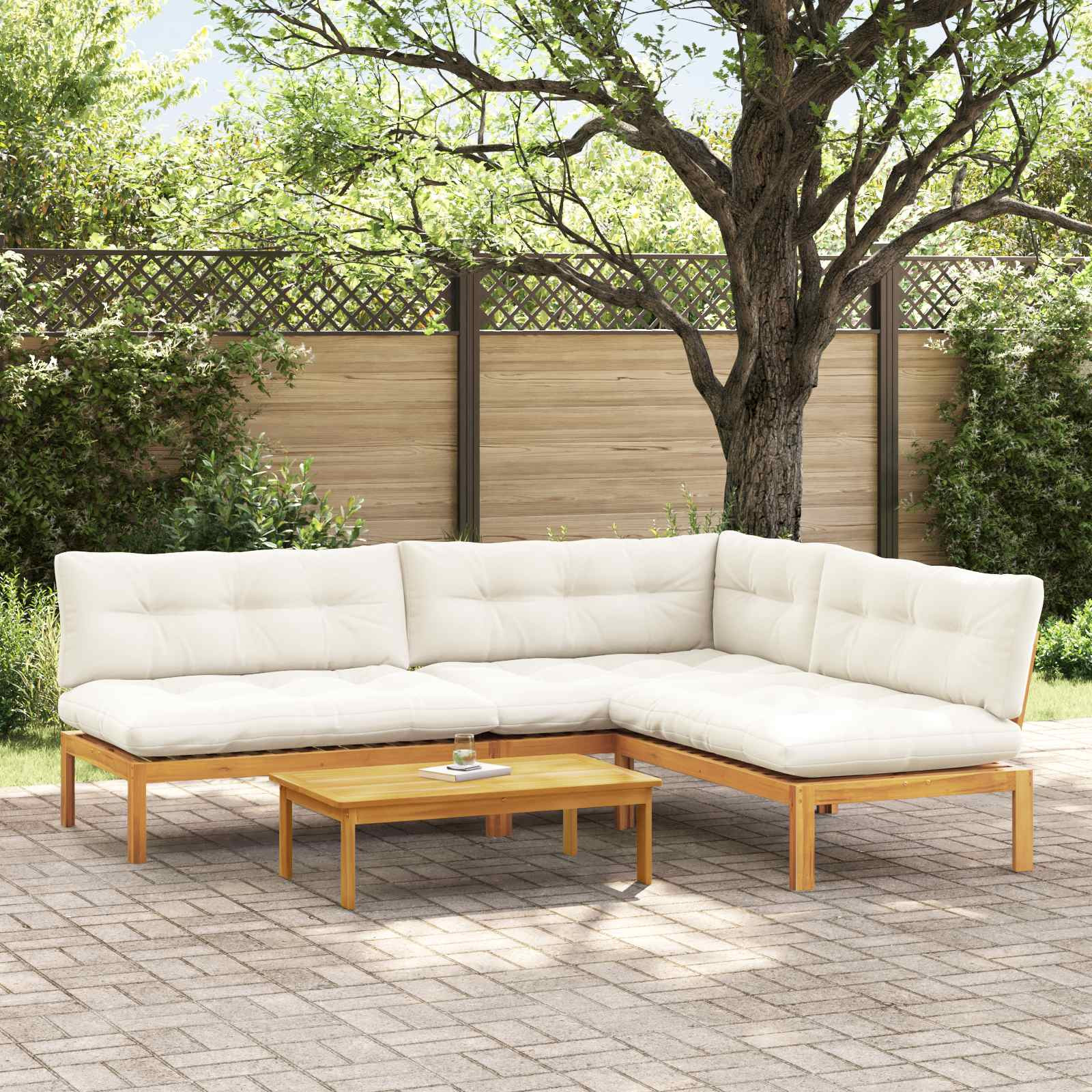 vidaXL 4 Stück Garten Pallet Sofa Einheiten Massivholz Akazie Natur