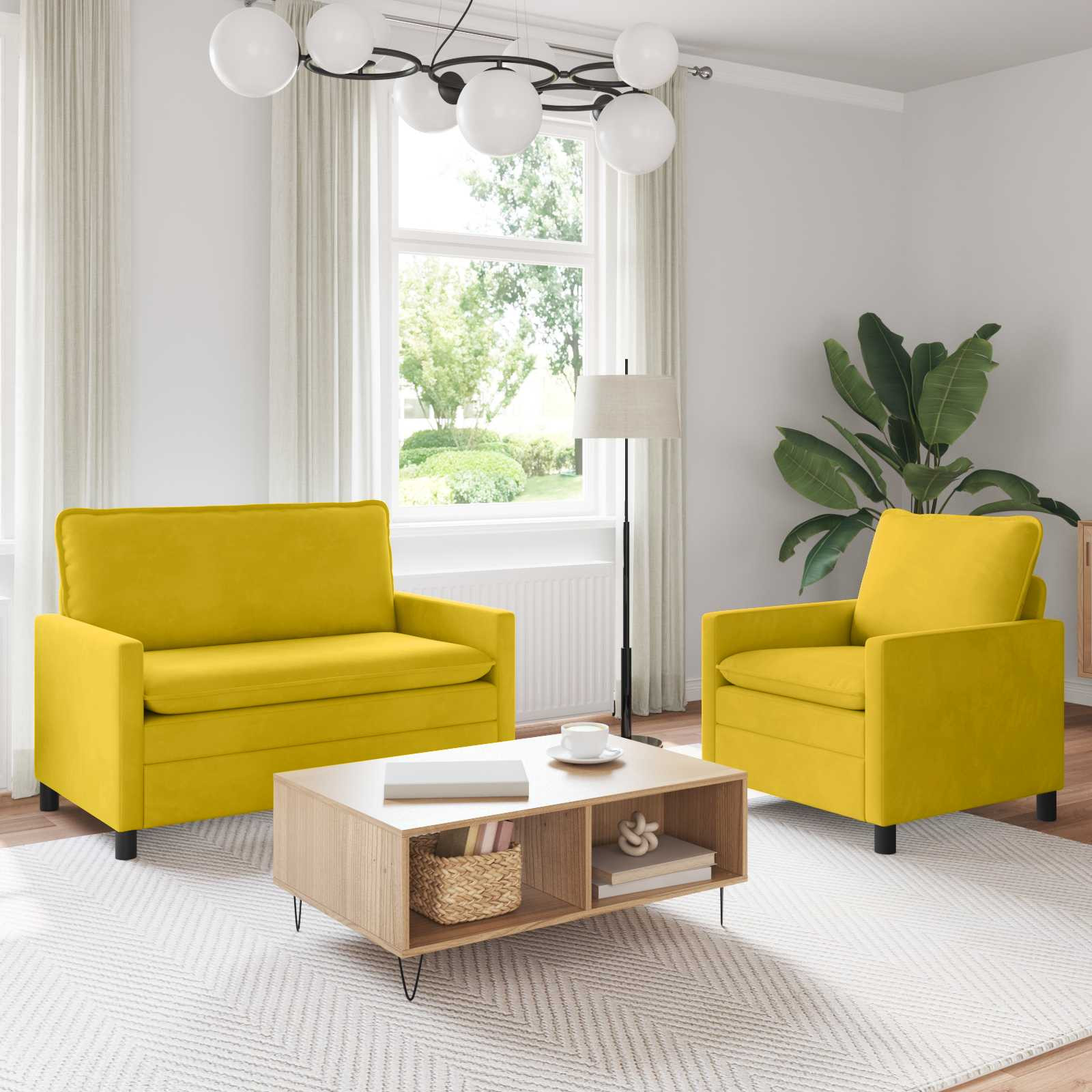 vidaXL Sofa Set 2 pcs Gelb Samt