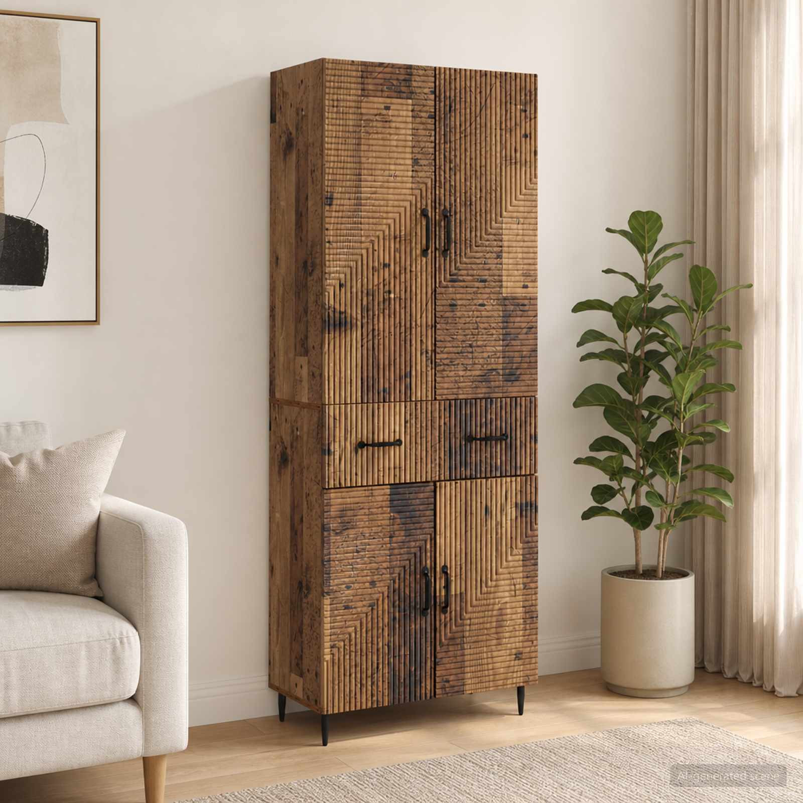 vidaXL Schrankset 2 pcs Altholz 66 x 34,5 x 89,5 cm Holzwerkstoff