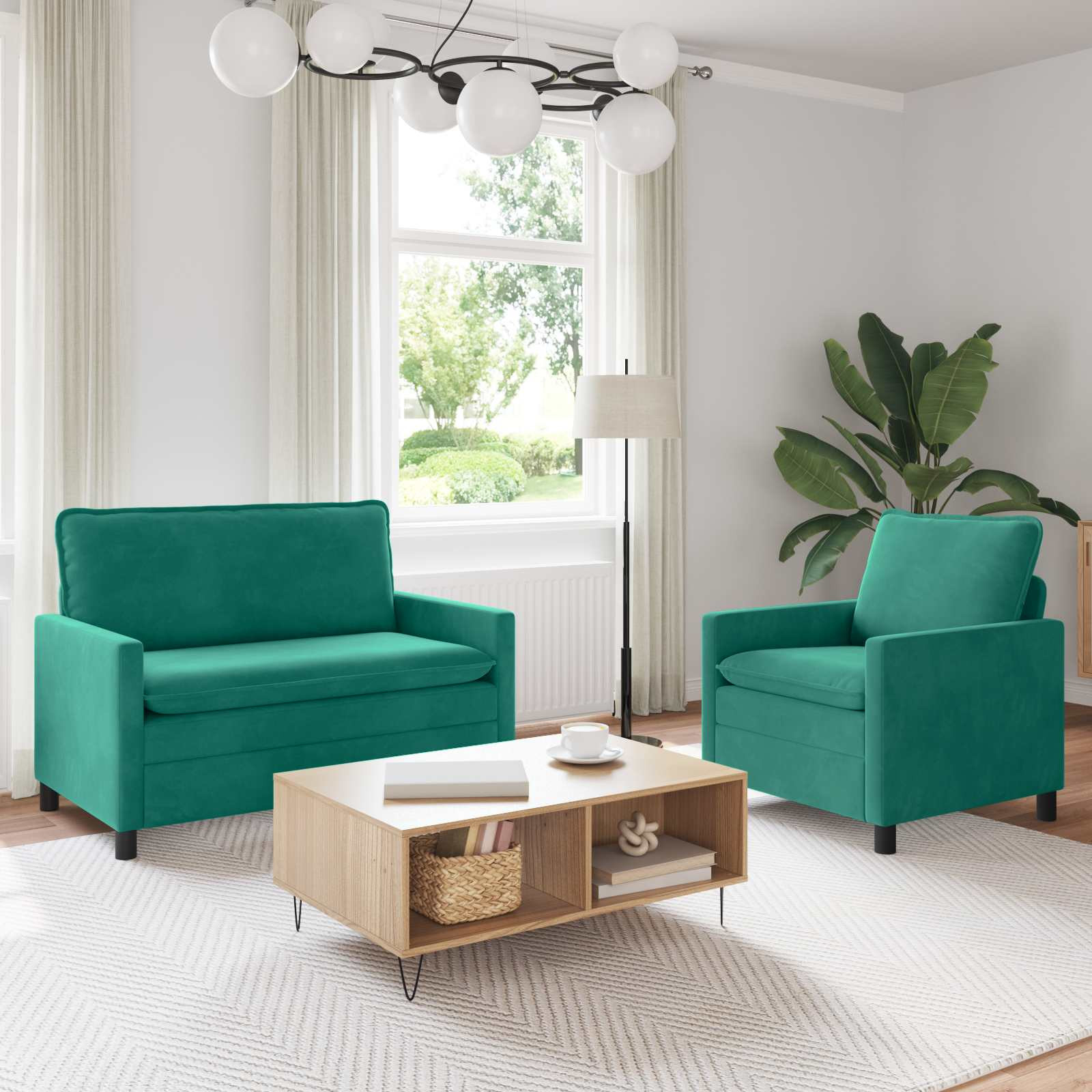 vidaXL Sofa Set 2 pcs Türkis Samt