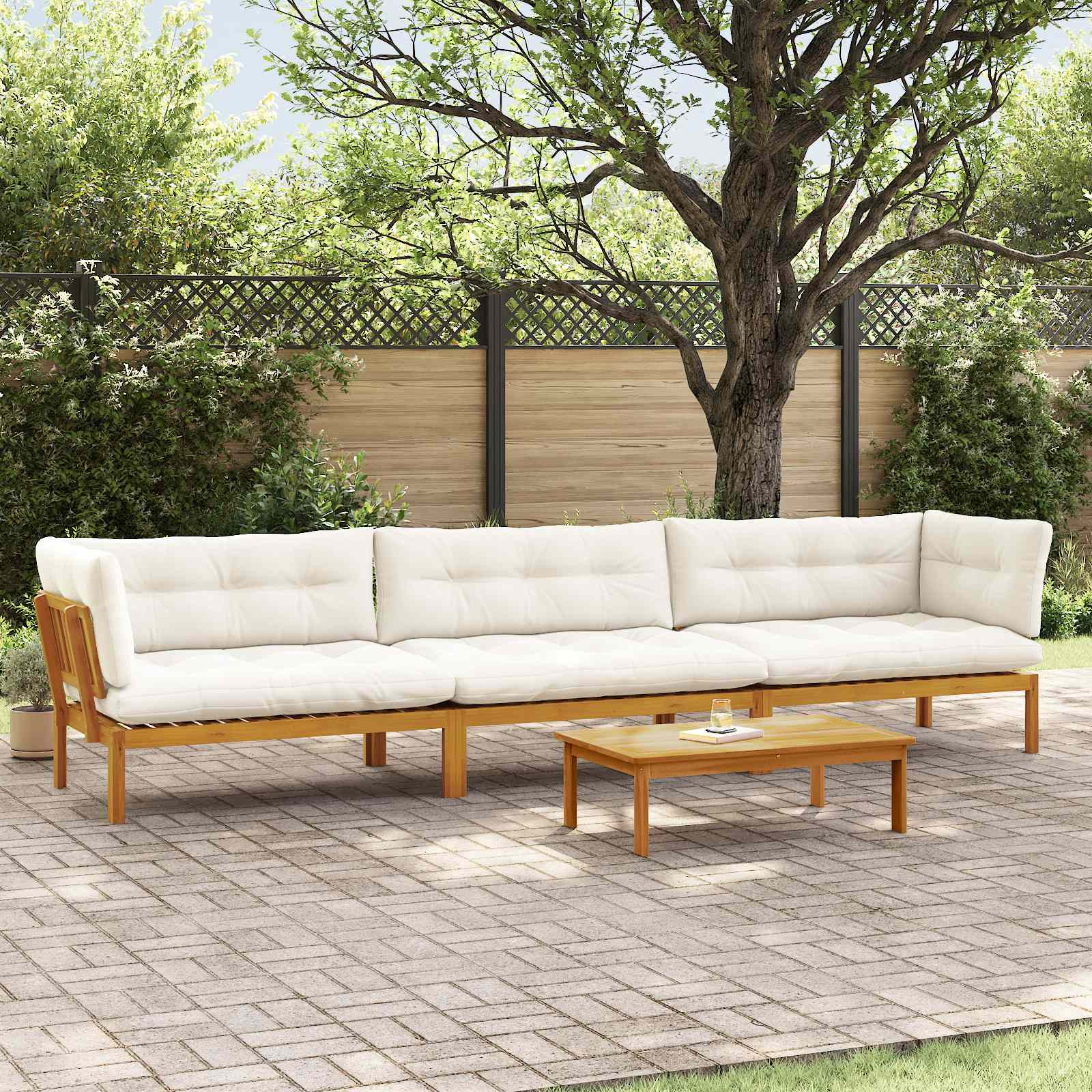 vidaXL 4 Stück Garten Pallet Sofa Einheiten Massivholz Akazie Natur