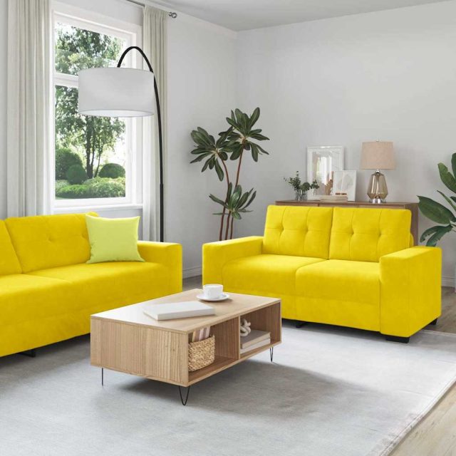 vidaXL Sofa Set 3 pcs Gelb 221 x 80 x 80 cm Samt