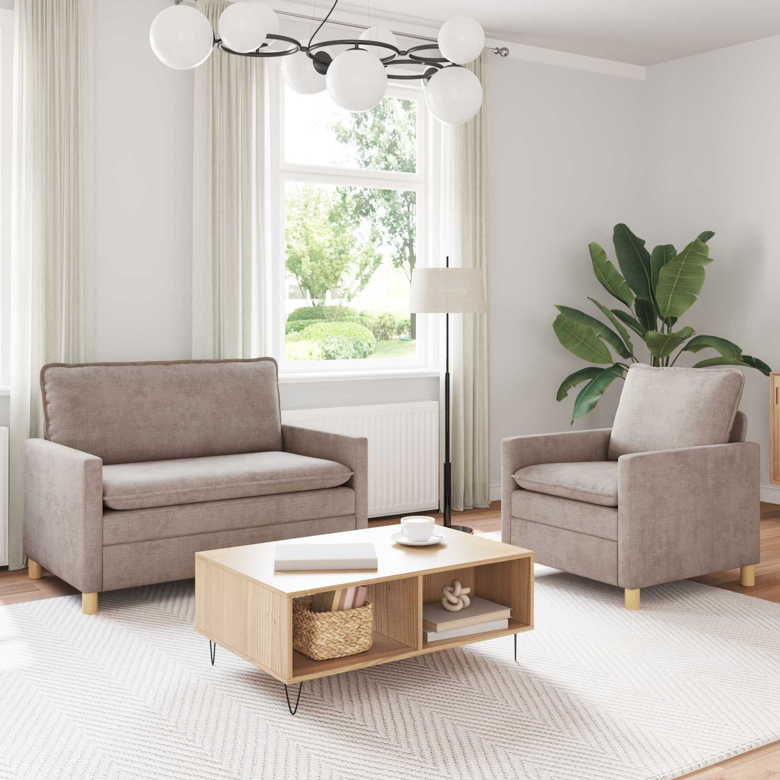 vidaXL Sofa Set 2 pcs Beige Polyester