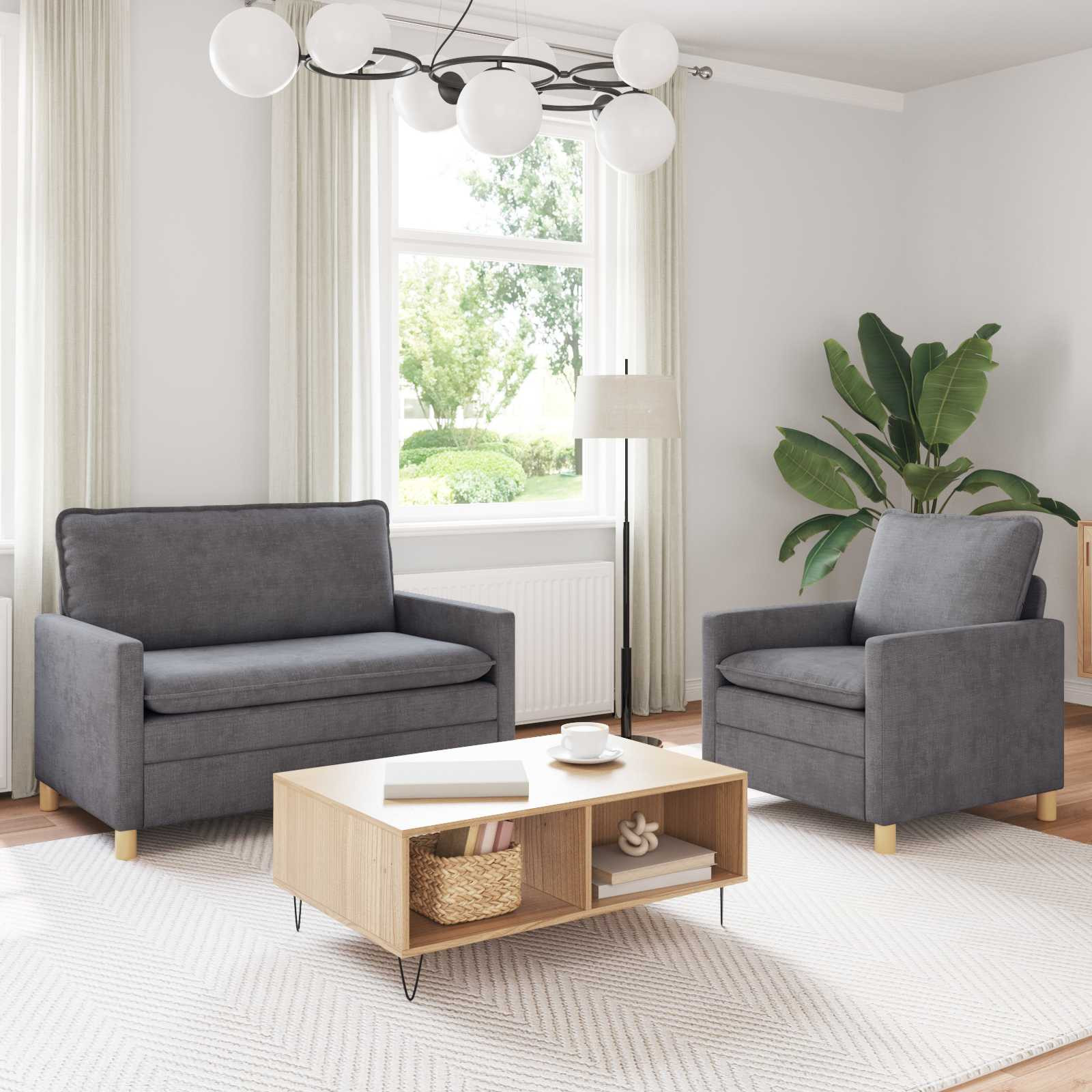 vidaXL Sofa Set 2 pcs Hellgrau Polyester