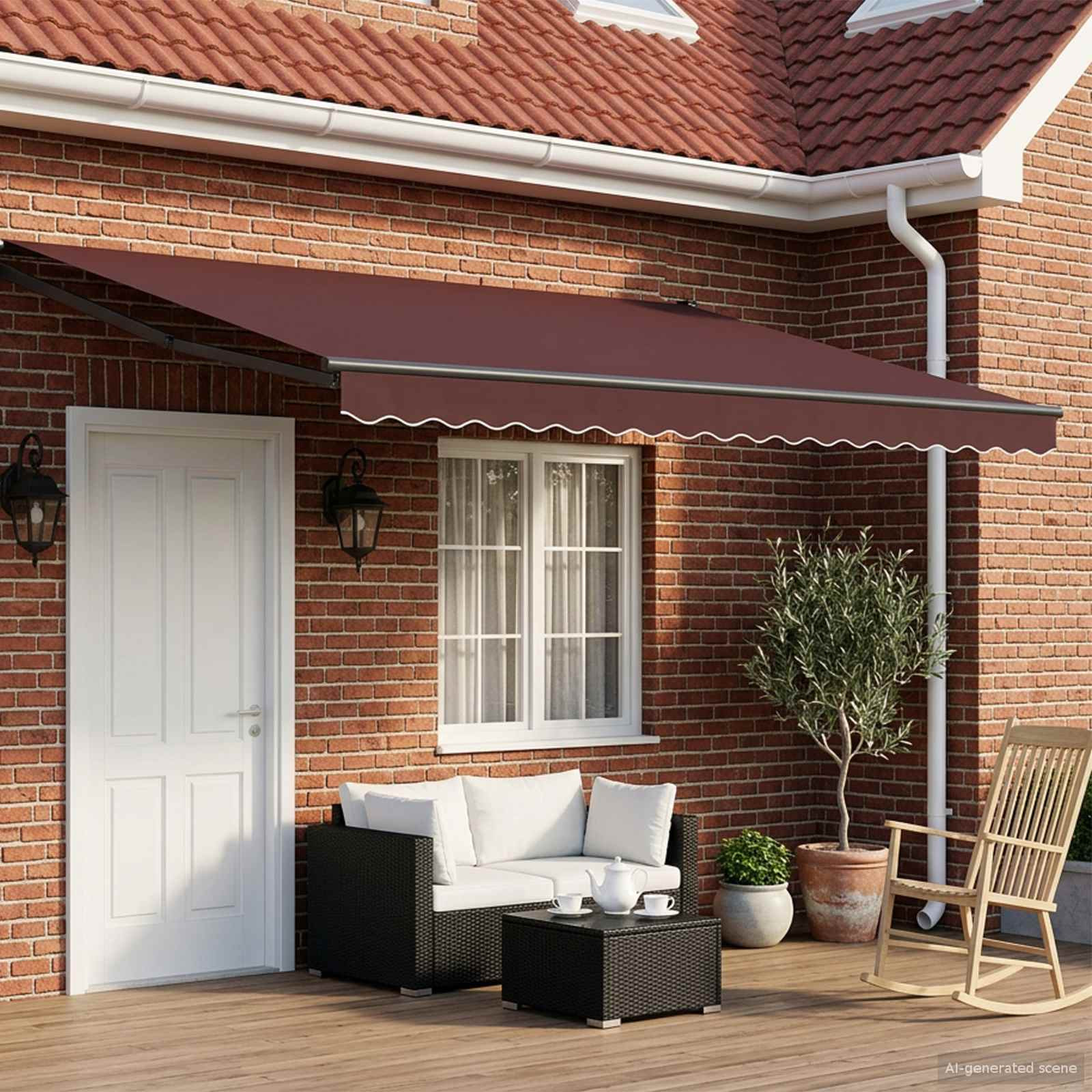 vidaXL Ausziehbare Markise Braun 4 x 2 m 100% Polyester und Aluminium