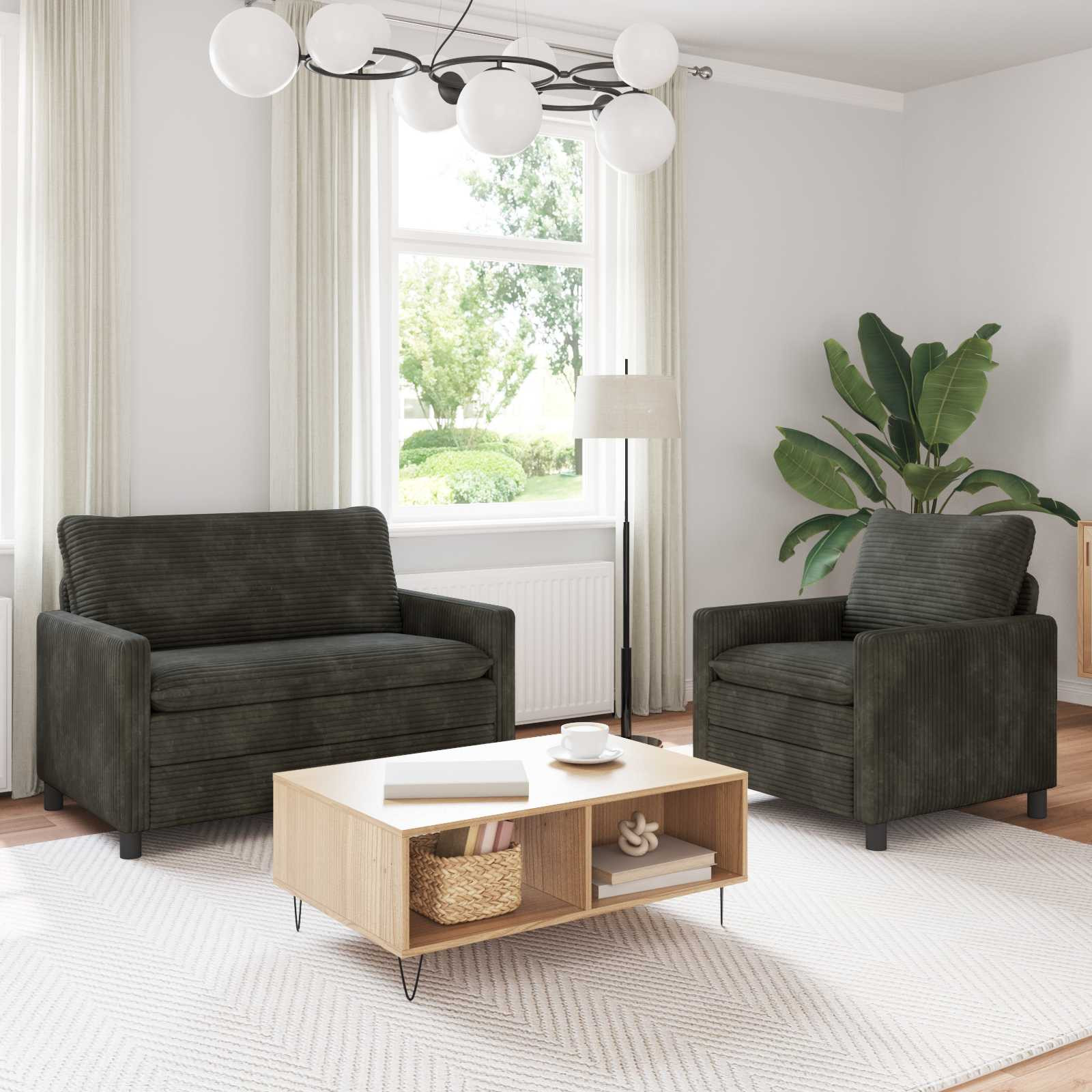 vidaXL Sofa Set 2 pcs Anthrazit Polyester