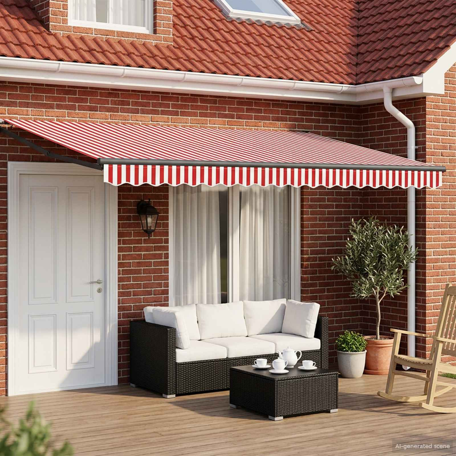vidaXL Ausziehbare Markise Rot und Weiß 4 x 2 m