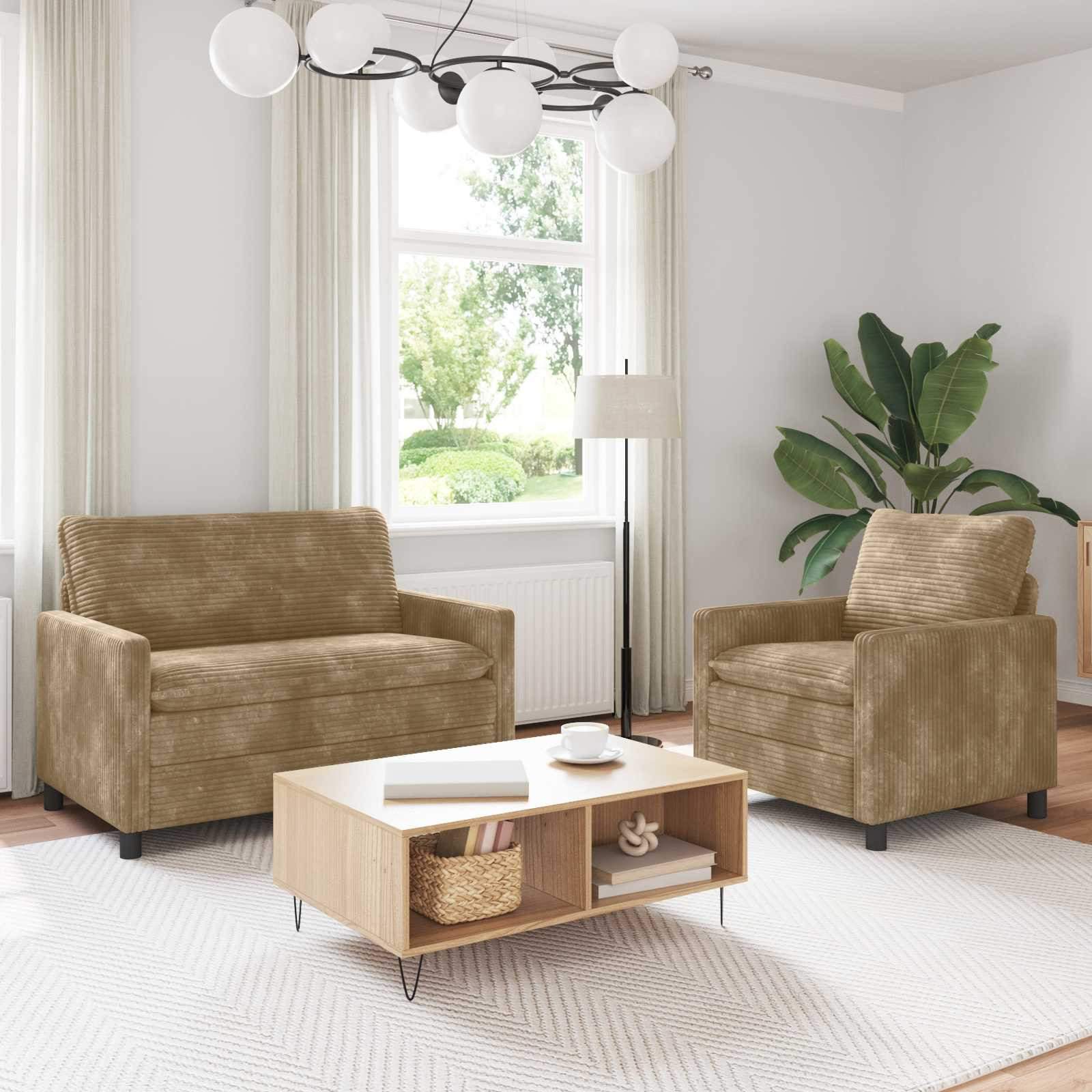 vidaXL Sofa Set 2 pcs Taupe Polyester