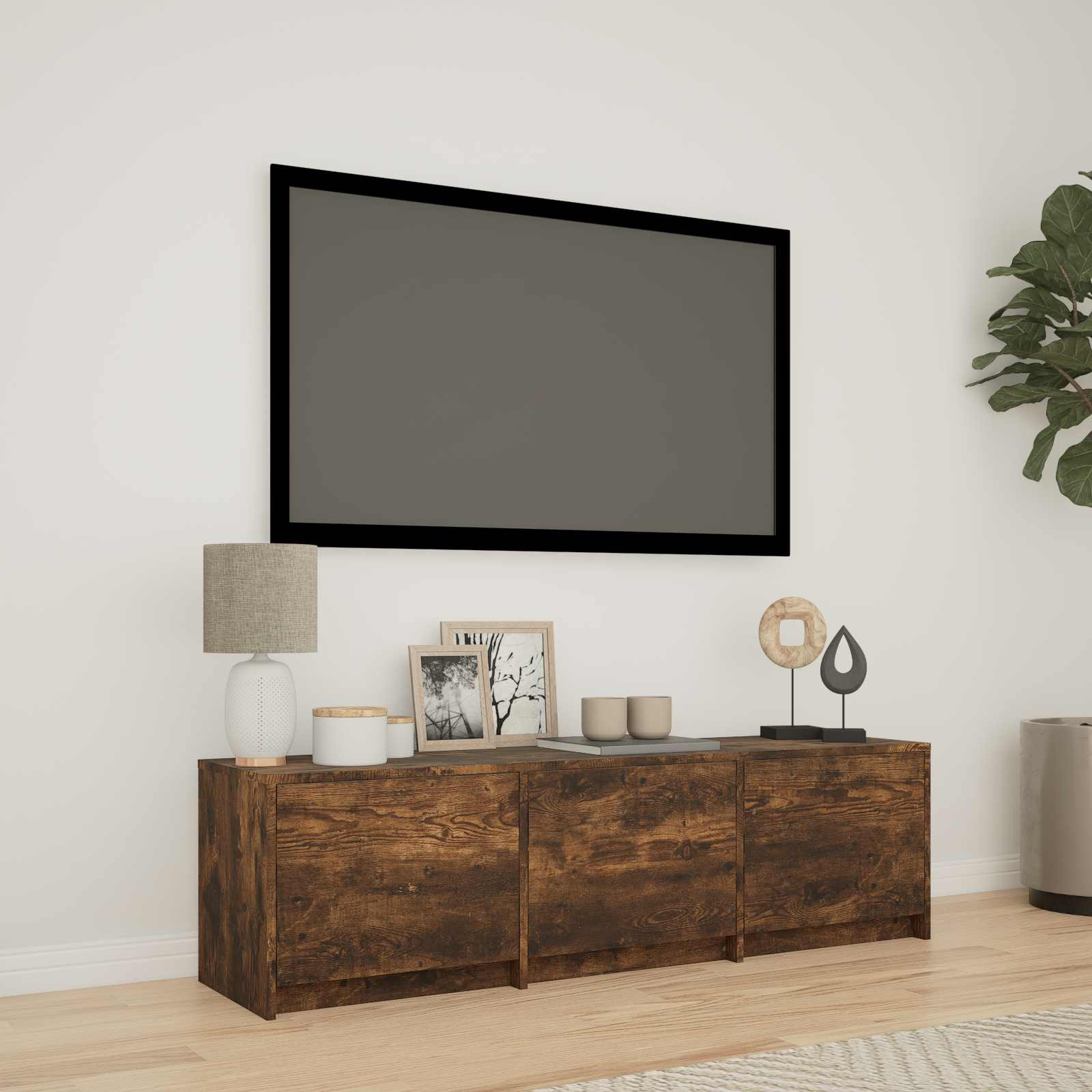 vidaXL Fernsehschrank mit LED 140 x 34 x 40 cm Geräucherte Eiche
