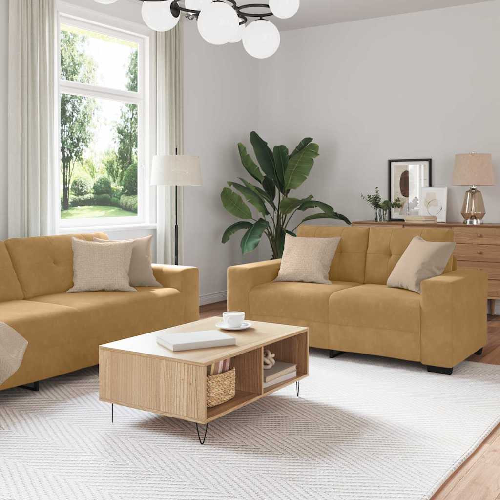 vidaXL Sofa Set 3 pcs Braun 221 x 80 x 80 cm Samt