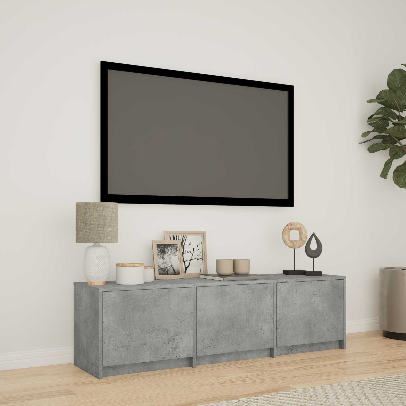vidaXL Fernsehschrank mit LED 140x34x40 cm Betongrau Holzwerkstoff