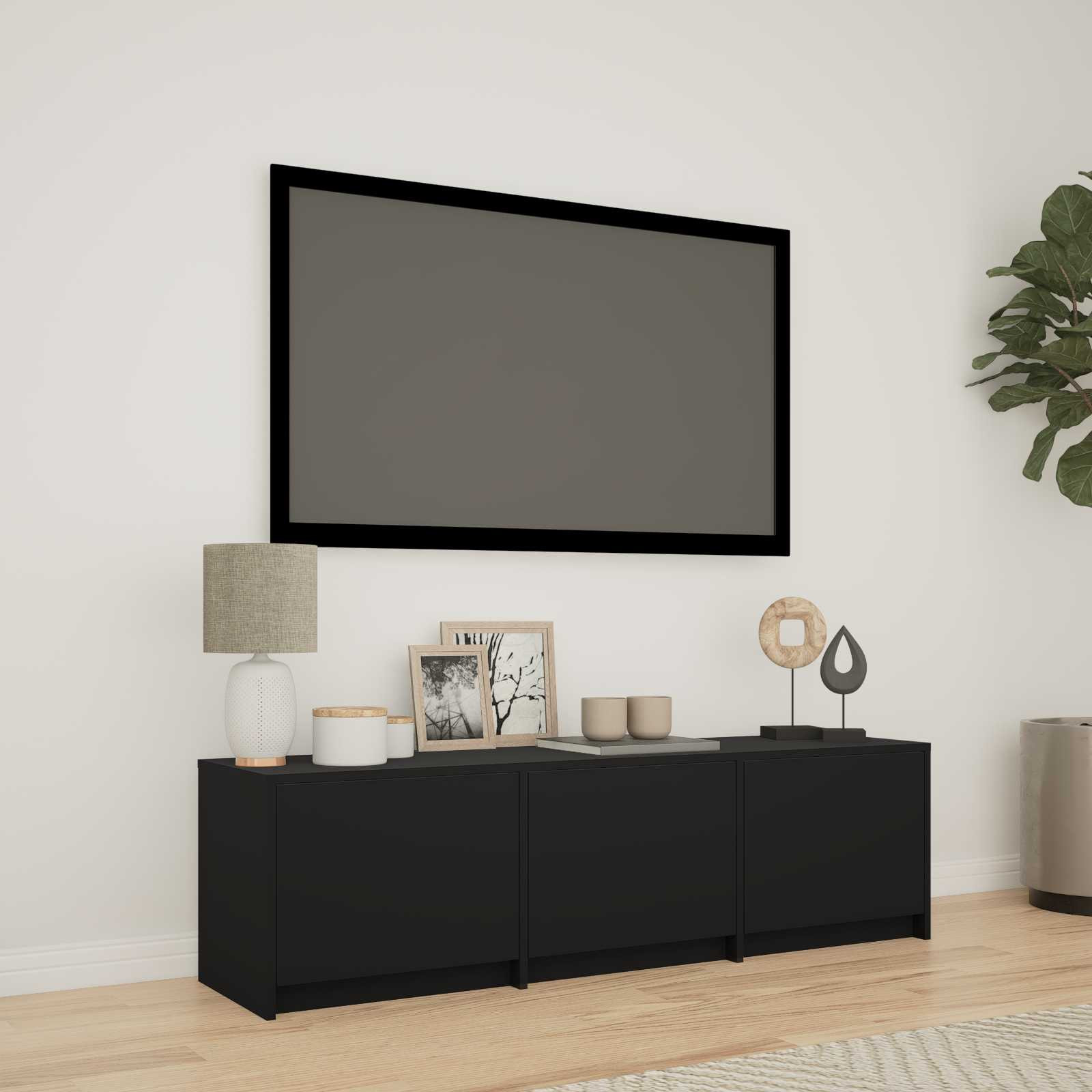 vidaXL Fernsehschrank mit LED 140 x 34 x 40 cm Schwarz Holzwerkstoff