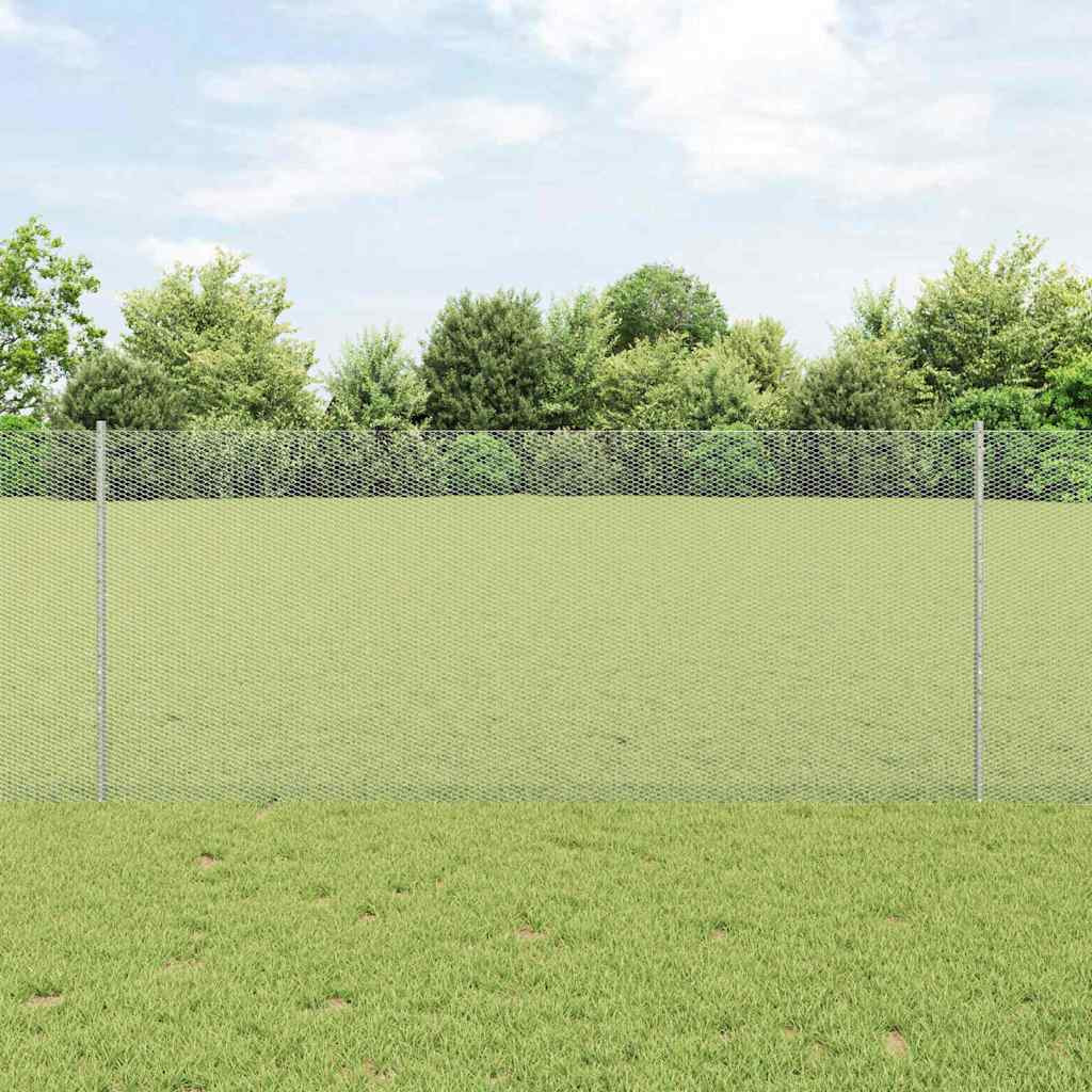 vidaXL Sechseckzaun mit Pfosten 10 x 1 m Verzinkter Stahl Silber Netz