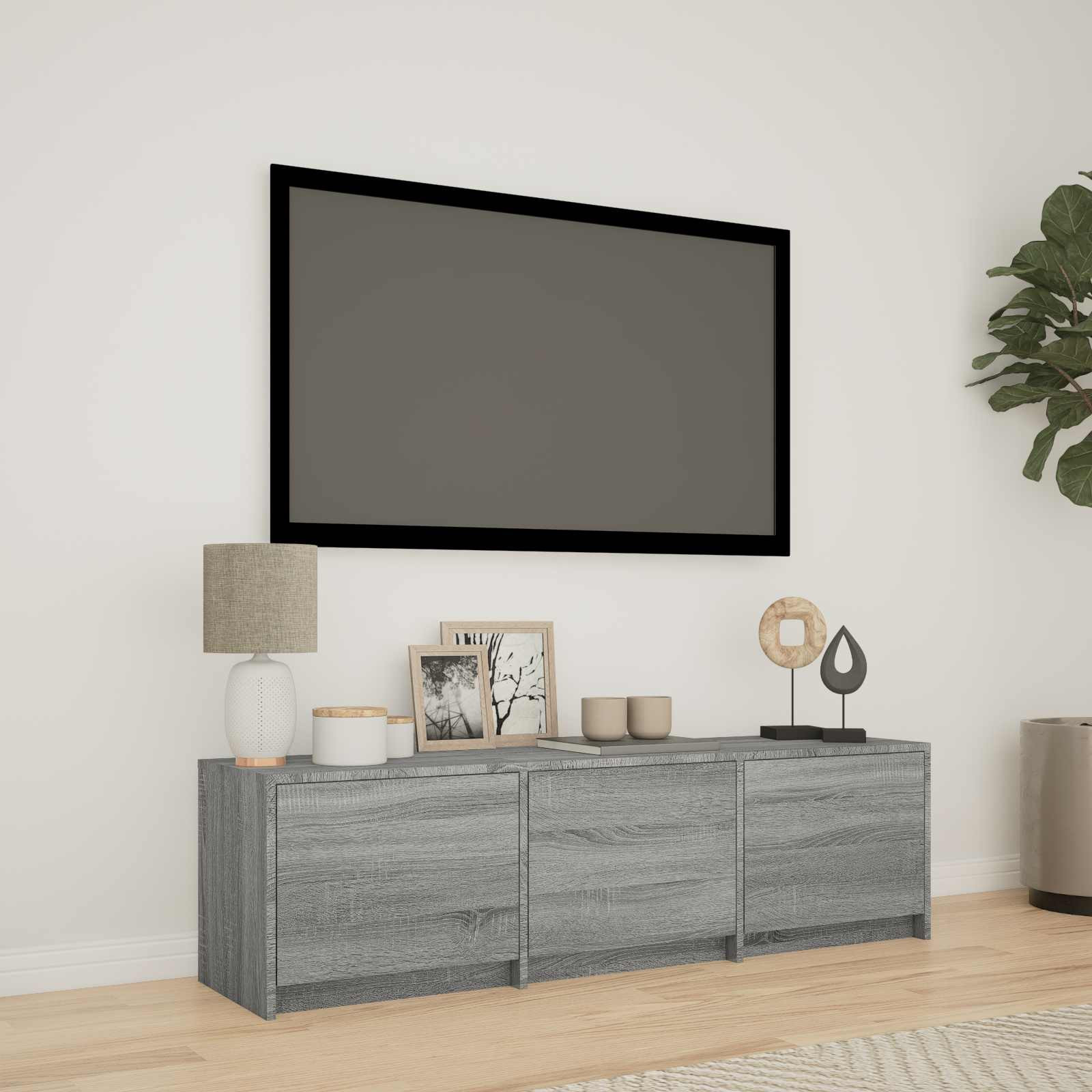 vidaXL Fernsehschrank mit LED 140x34x40 cm Graues Sonoma Holzwerkstoff