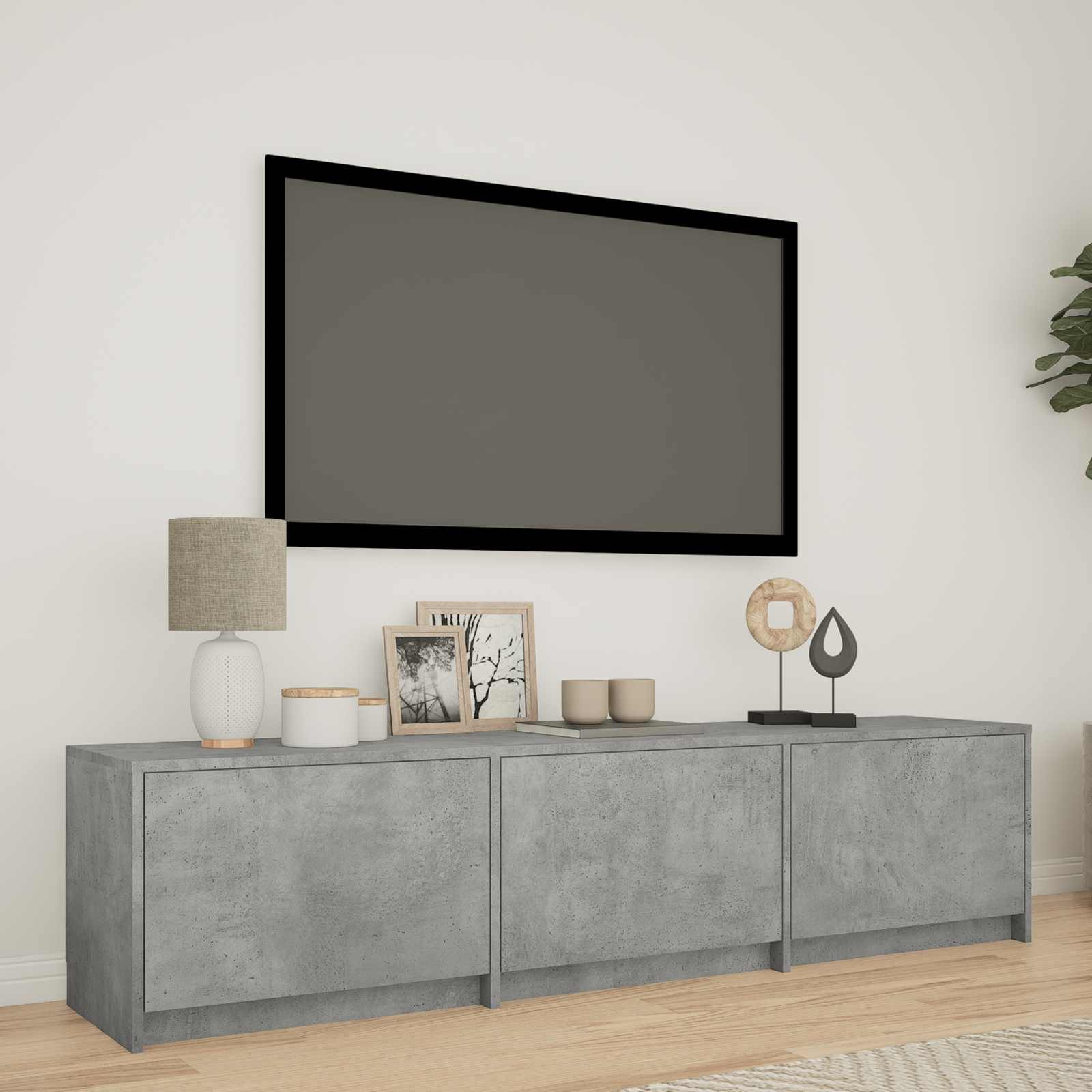 vidaXL Fernsehschrank mit LED 165x34x40 cm Betongrau Holzwerkstoff