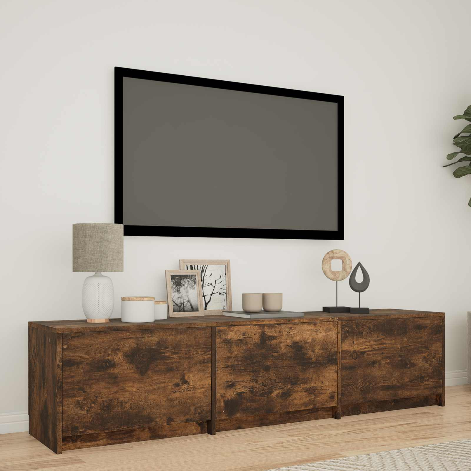 vidaXL Fernsehschrank mit LED 165 x 34 x 40 cm Geräucherte Eiche