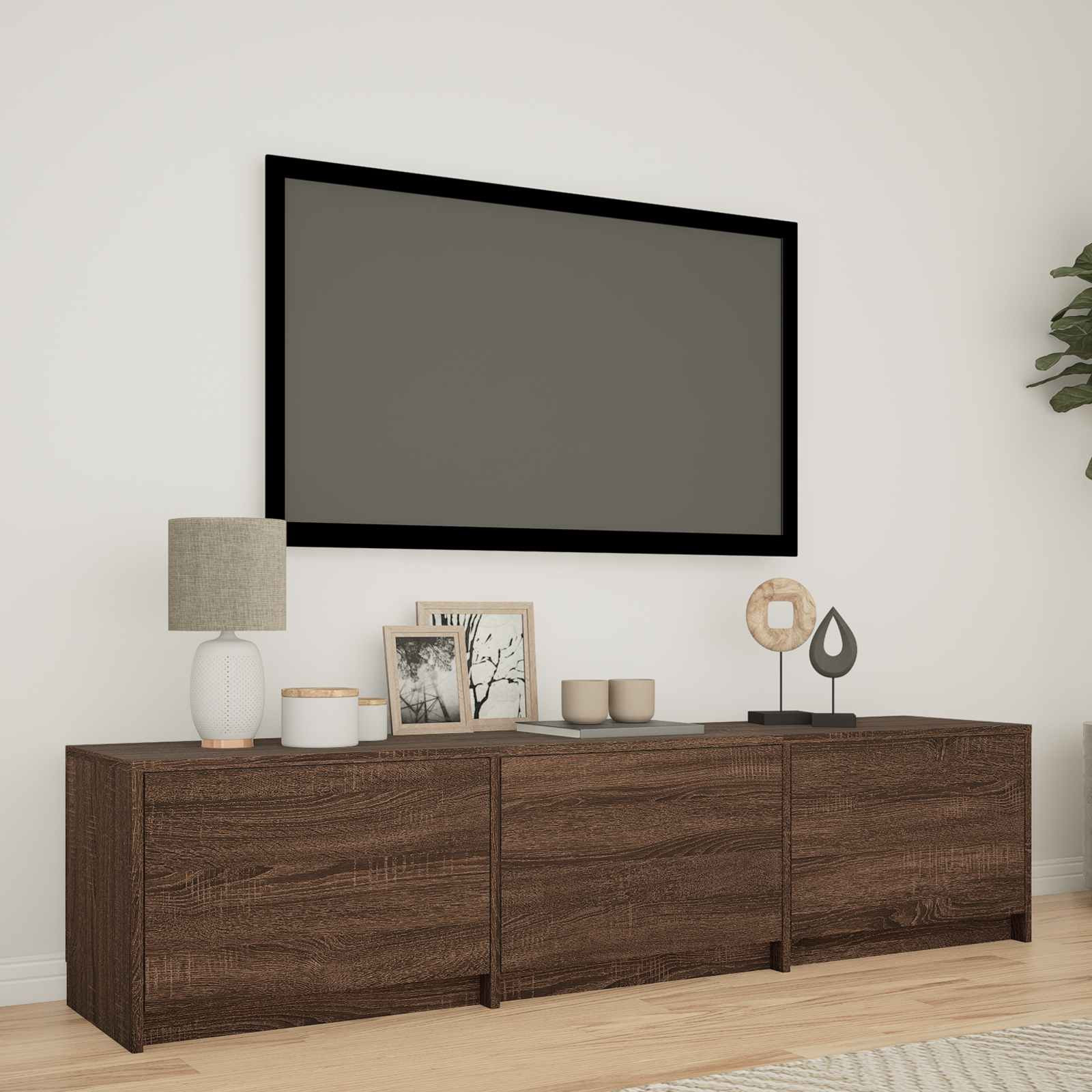 vidaXL Fernsehschrank mit LED 165 x 34 x 40 cm Braun Eichen-Optik