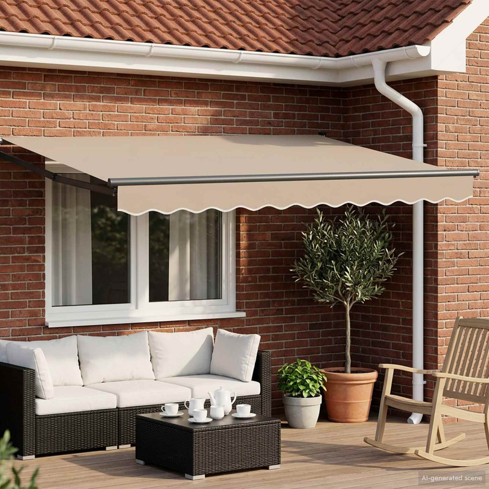 vidaXL Ausziehbare Markise Beige 3 x 2 m Polyester und Metall