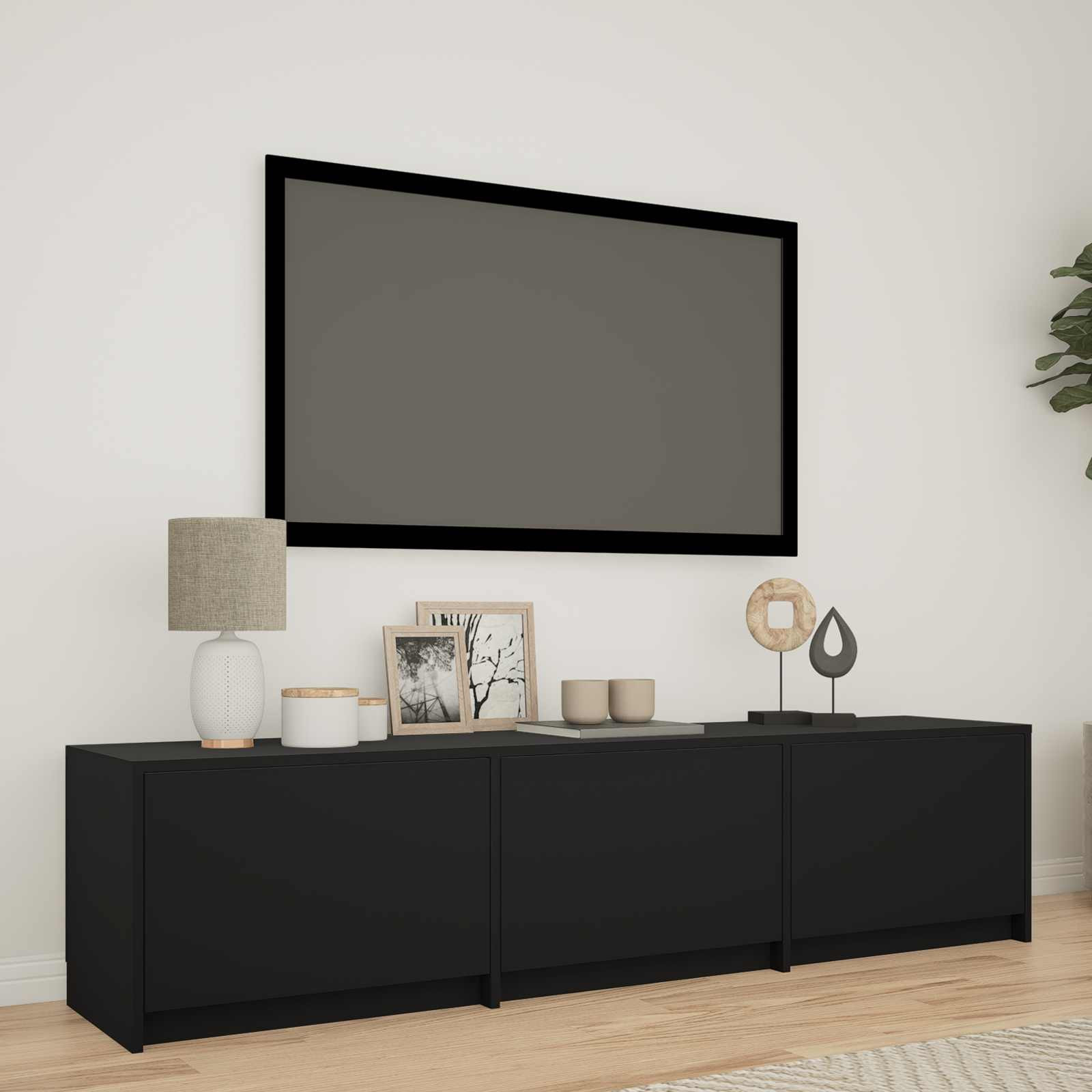 vidaXL Fernsehschrank mit LED 165 x 34 x 40 cm Schwarz Holzwerkstoff