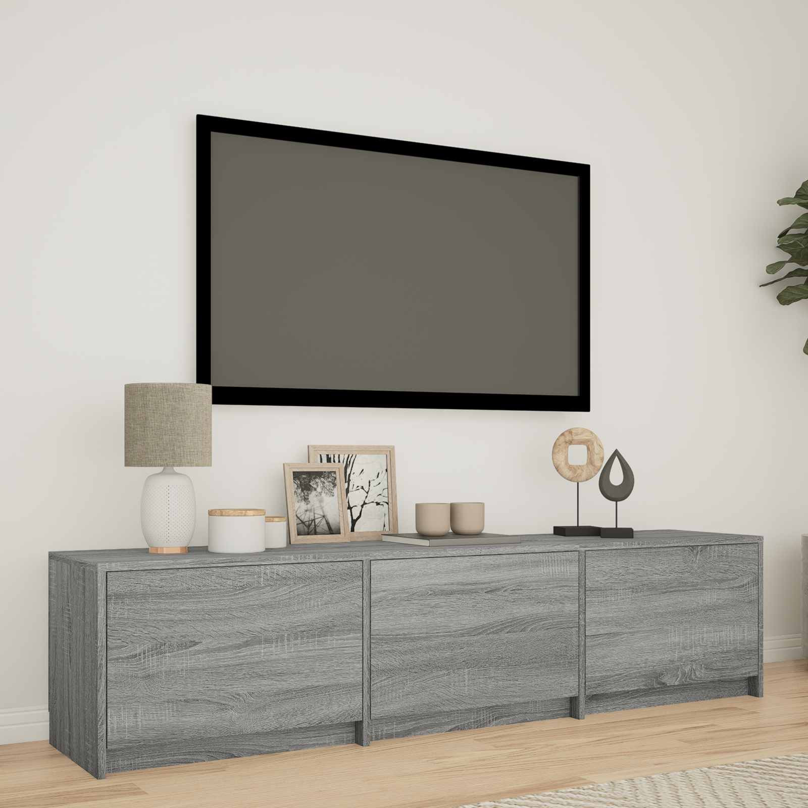 vidaXL Fernsehschrank mit LED 165x34x40 cm Graues Sonoma Holzwerkstoff