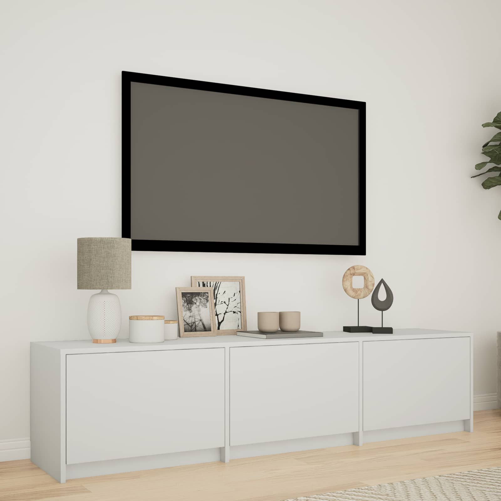 vidaXL Fernsehschrank mit LED 165 x 34 x 40 cm Weiß Holzwerkstoff