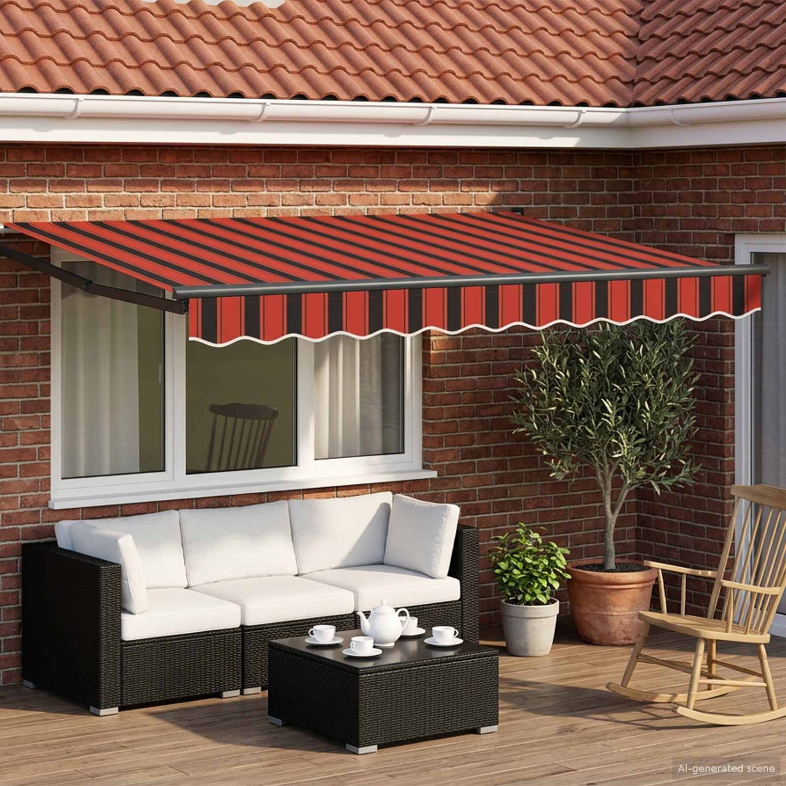 vidaXL Ausziehbare Markise Orange, Schwarz und Gelb 3,5 x 2 m