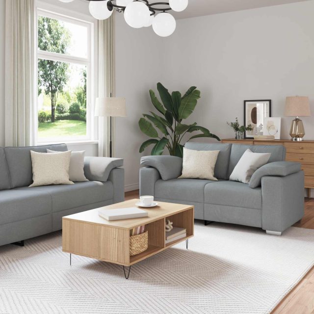 vidaXL Sofa 3 pcs Hellgrau 219 x 80 x 82 cm Leinenmischgewebe