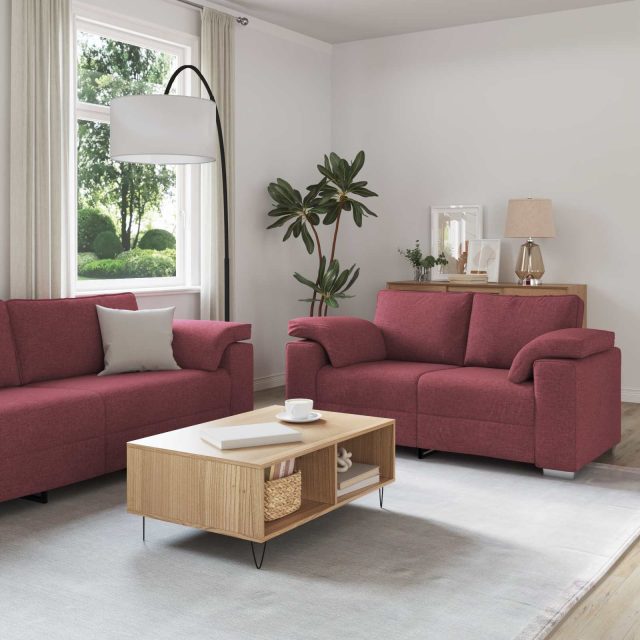 vidaXL Sofa 3 pcs Wind Rot 219 x 80 x 82 cm Leinenmischgewebe